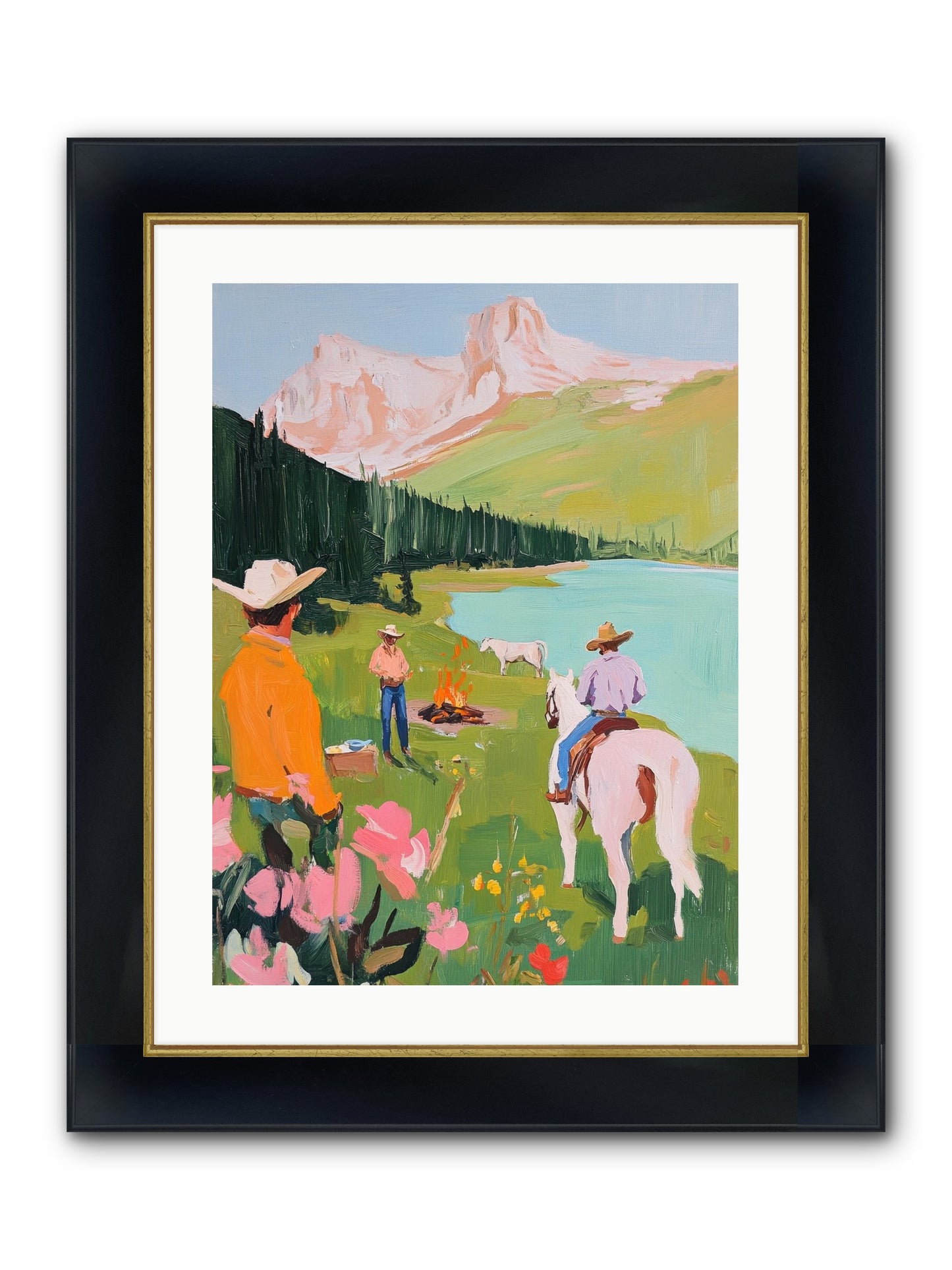 Arroyo Crossing No.1 Framed Print - Wide Black w/Gold 18x24