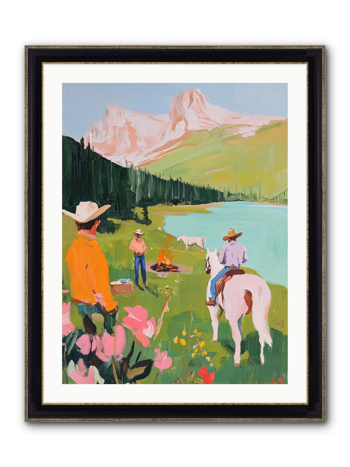 Arroyo Crossing No.1 Framed Print - Black & Gold 24x32