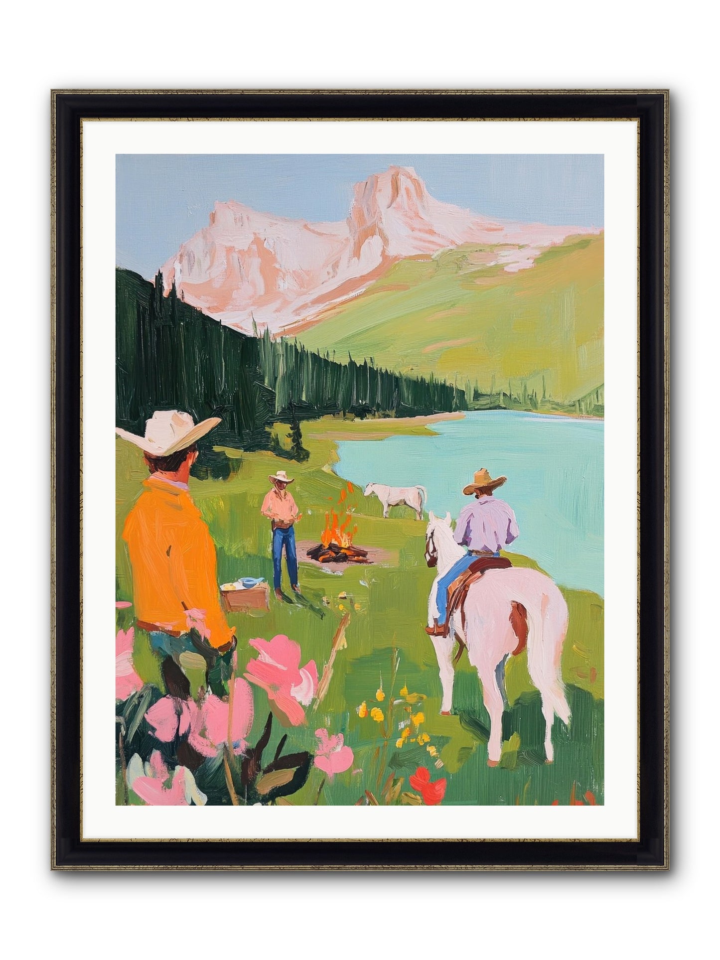 Arroyo Crossing No.1 Framed Print - Black & Gold 30x40
