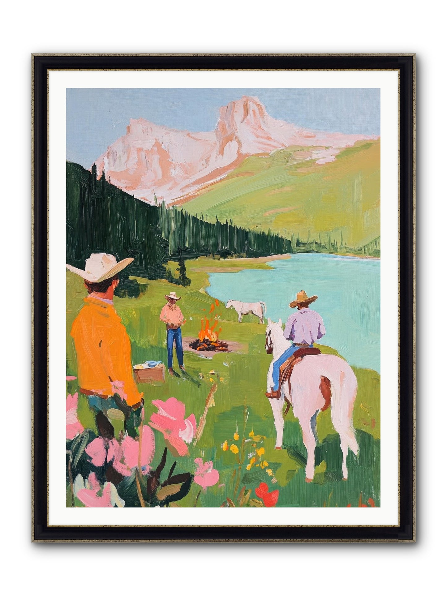 Arroyo Crossing No.1 Framed Print - Black & Gold 36x48