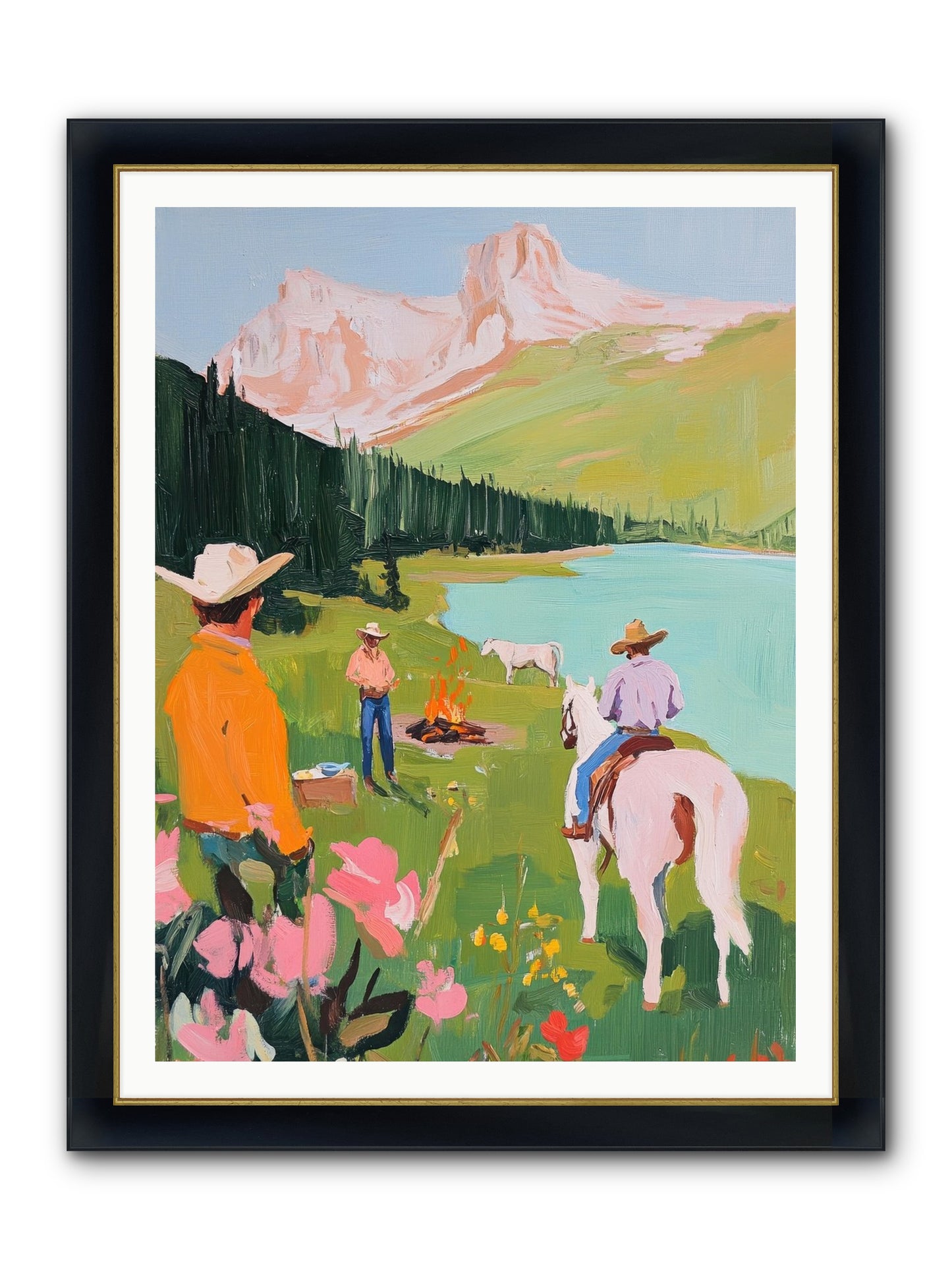 Arroyo Crossing No.1 Framed Print - Wide Black w/Gold 36x48