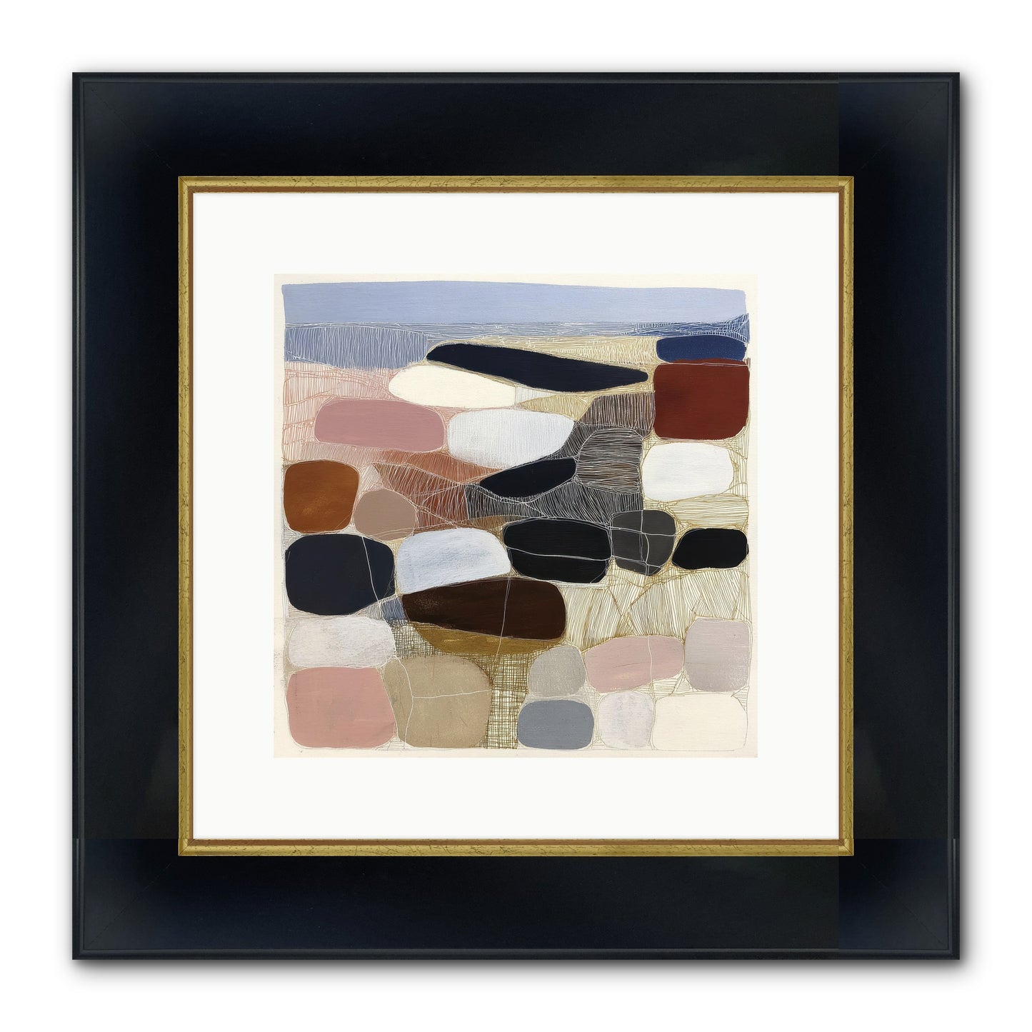 Ash Framed Print - Wide Black w/Gold 12x12