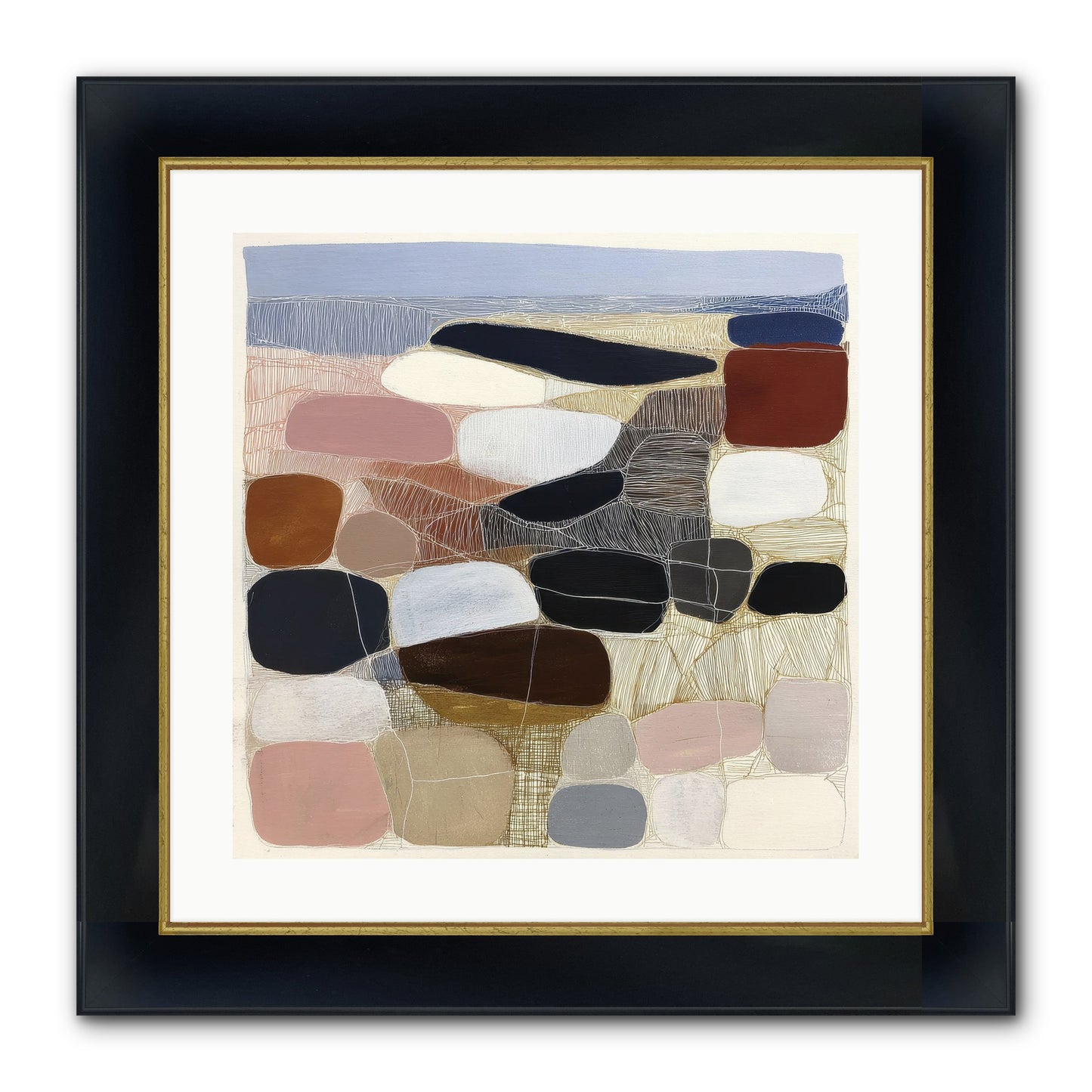 Ash Framed Print - Wide Black w/Gold 20x20