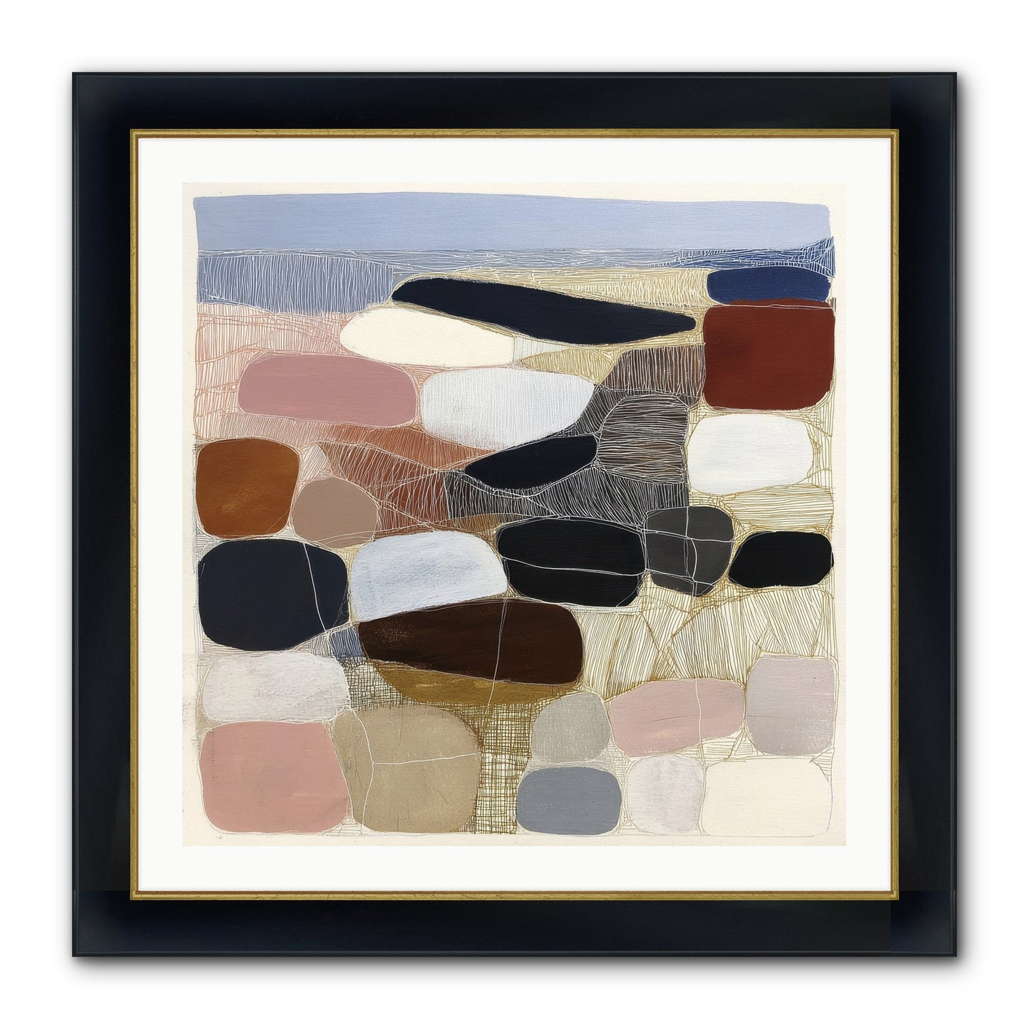 Ash Framed Print - Wide Black w/Gold 30x30