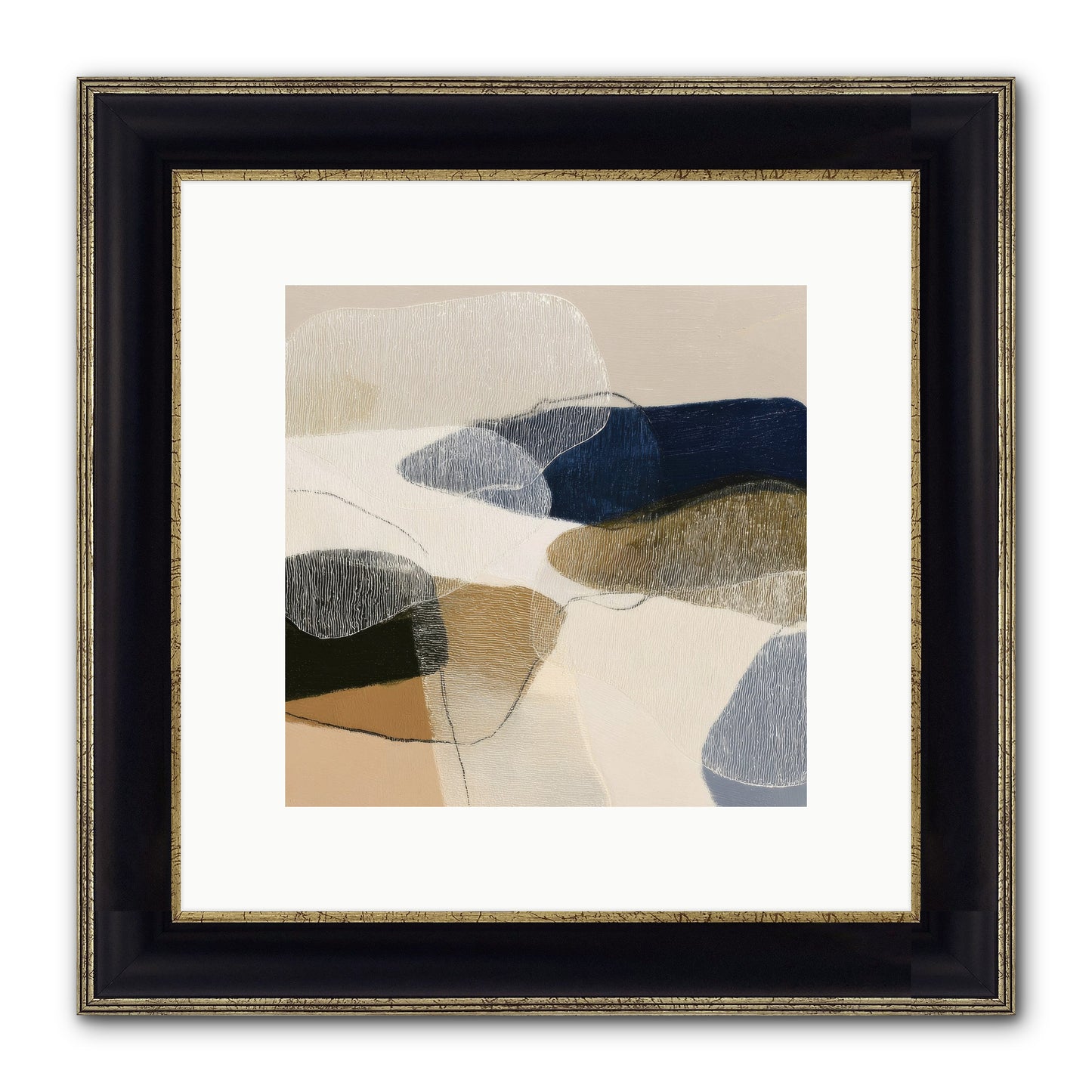 Ashen Tide Framed Print - Black & Gold 10x10