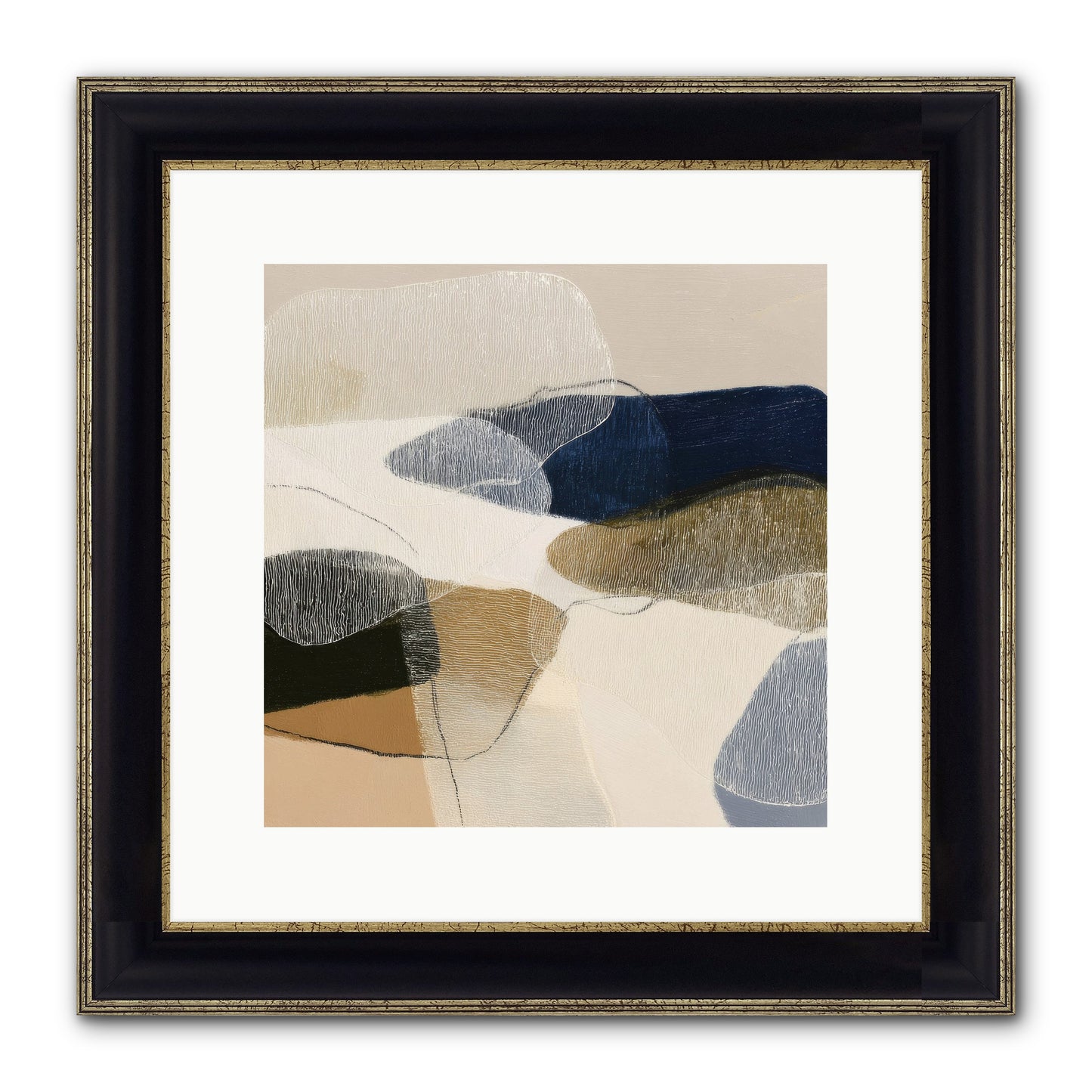 Ashen Tide Framed Print - Black & Gold 12x12