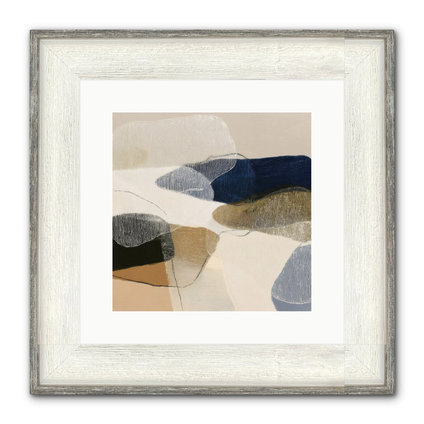 Ashen Tide Framed Print - Driftwood White 12x12
