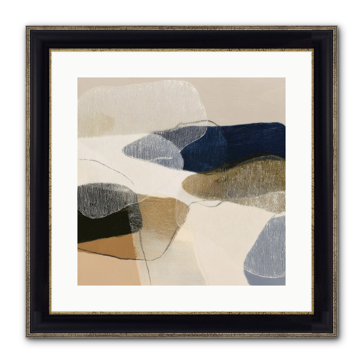 Ashen Tide Framed Print - Black & Gold 16x16