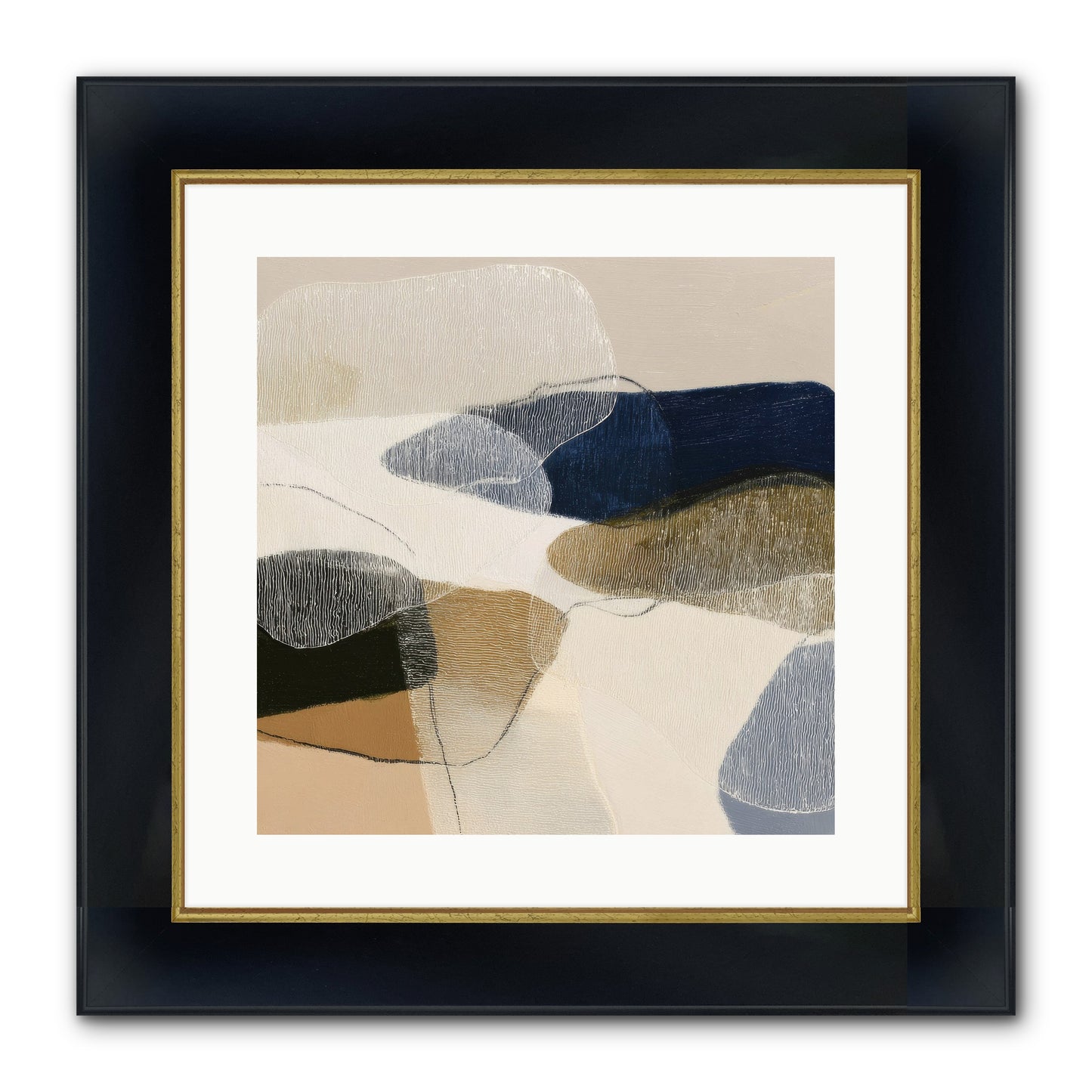 Ashen Tide Framed Print - Wide Black w/Gold 16x16