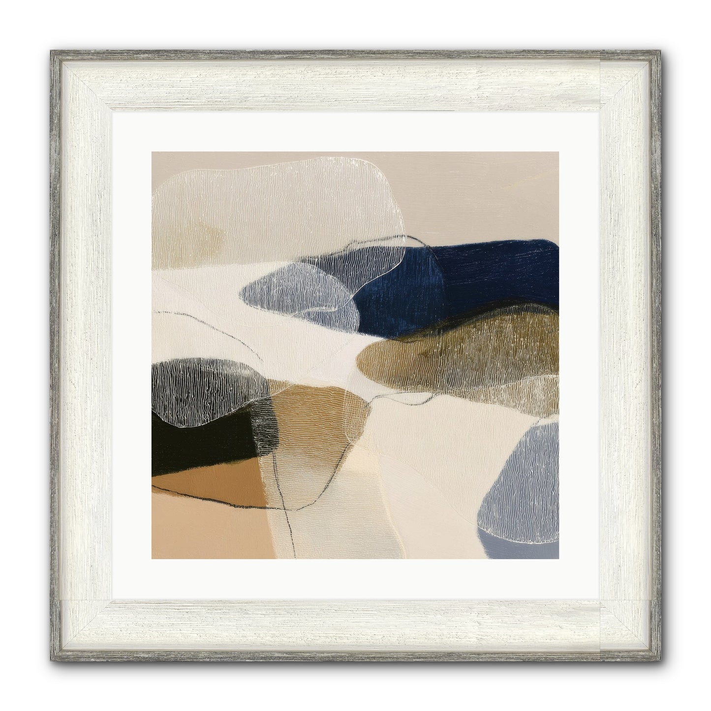 Ashen Tide Framed Print - Driftwood White 20x20