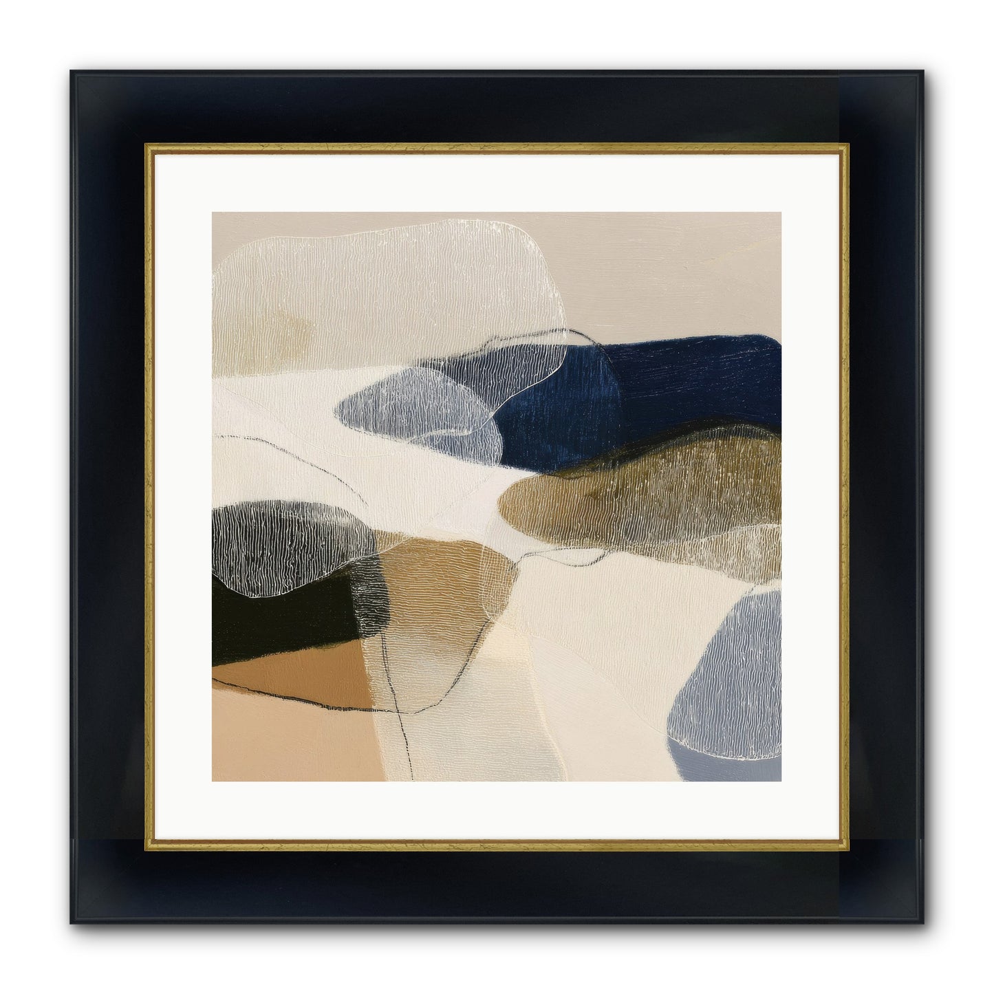 Ashen Tide Framed Print - Wide Black w/Gold 20x20