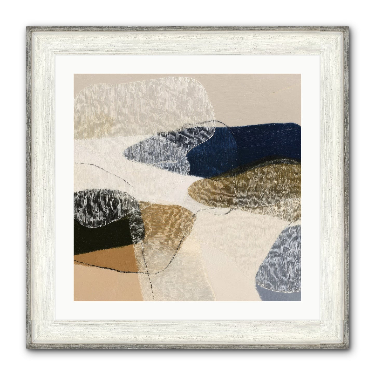 Ashen Tide Framed Print - Driftwood White 24x24
