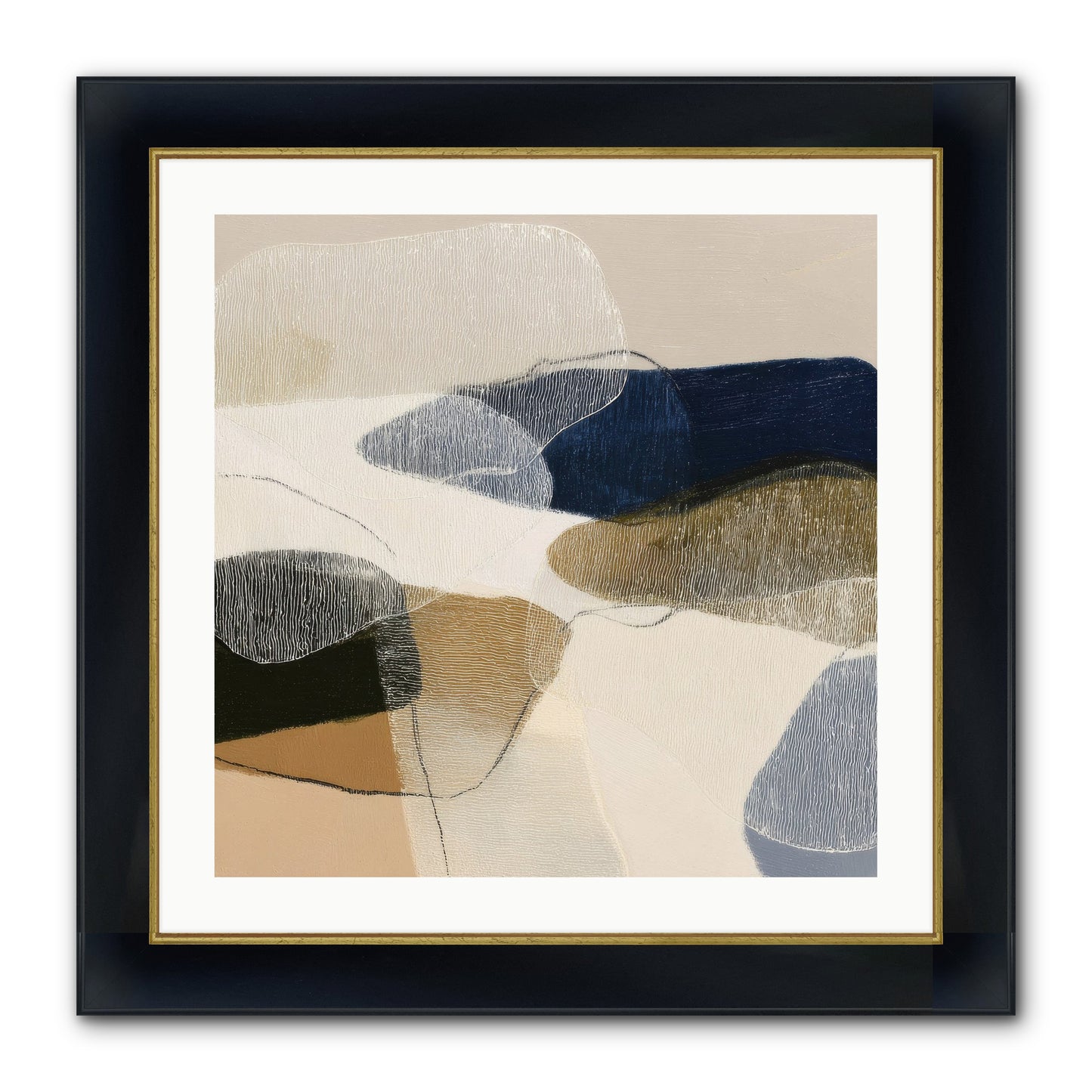 Ashen Tide Framed Print - Wide Black w/Gold 24x24