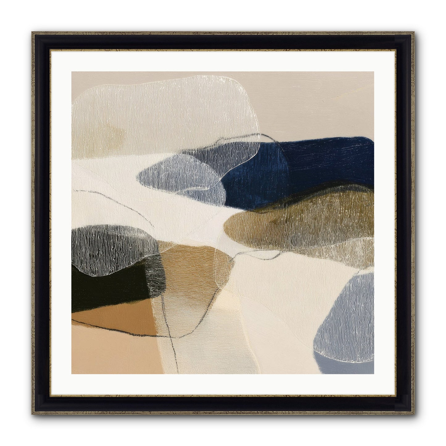 Ashen Tide Framed Print - Black & Gold 30x30