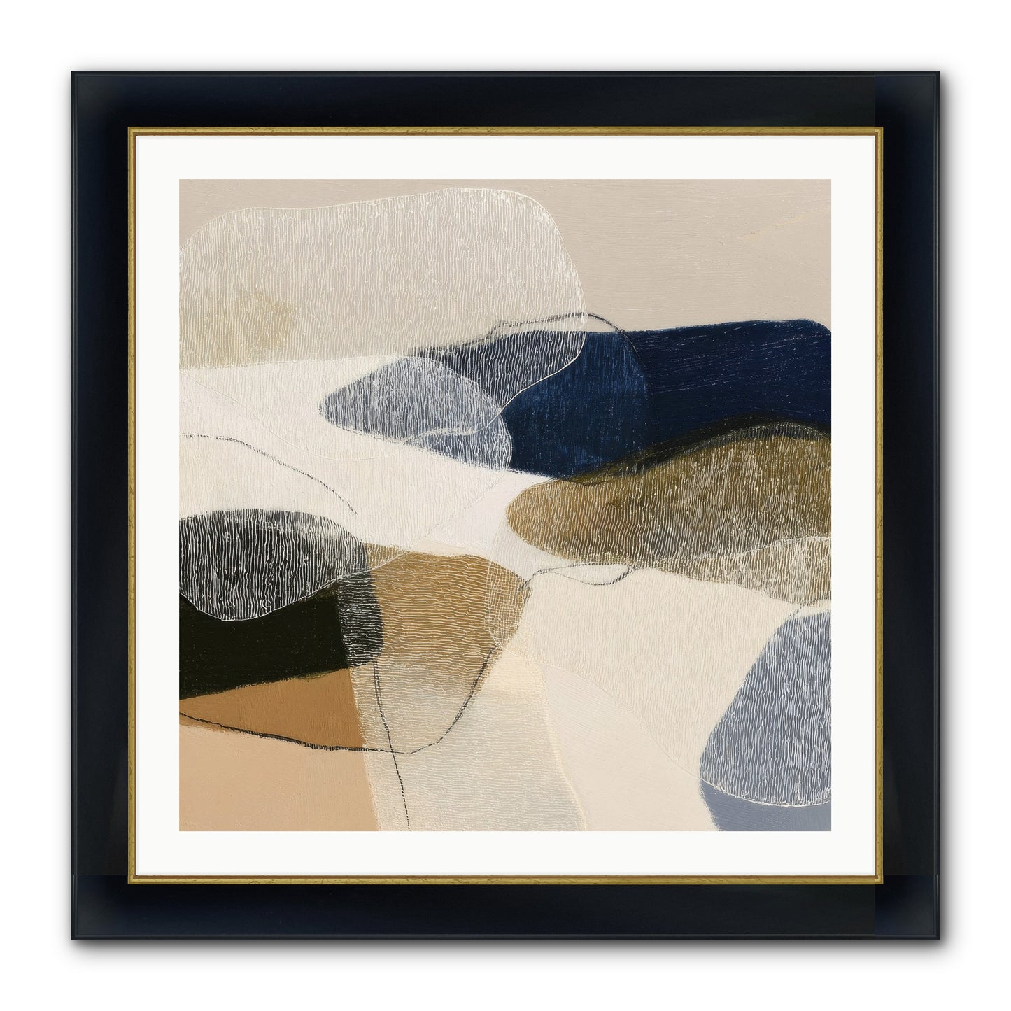 Ashen Tide Framed Print - Wide Black w/Gold 30x30