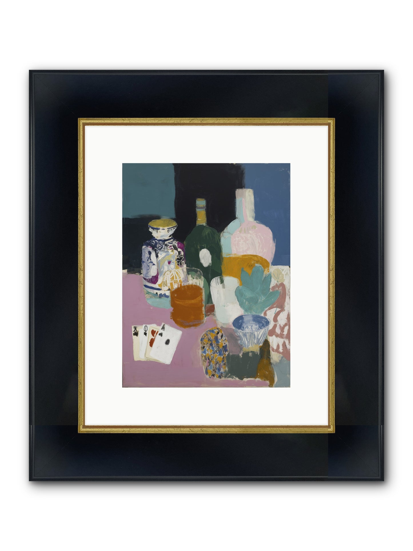 Assembled Framed Print - Wide Black w/Gold 9x12