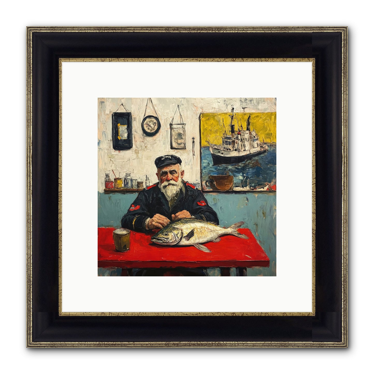 Atlantic Dawn Framed Print - Black & Gold 10x10