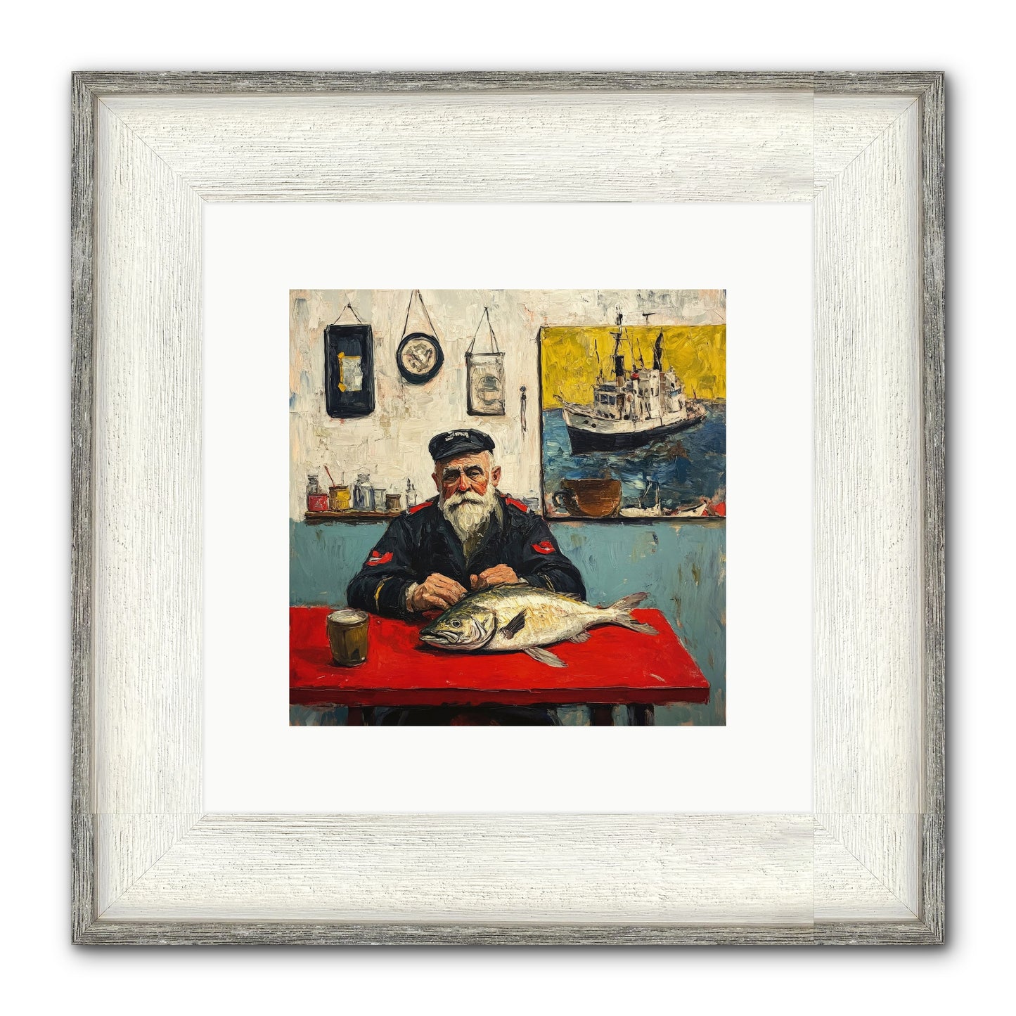 Atlantic Dawn Framed Print - Driftwood White 10x10