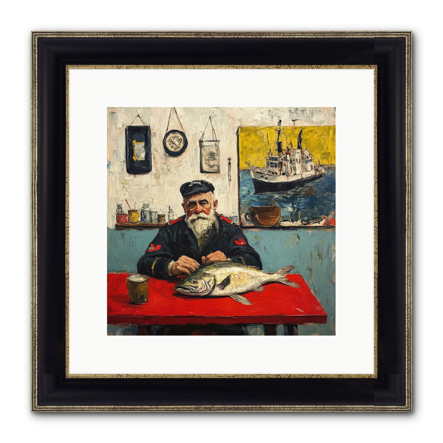 Atlantic Dawn Framed Print - Black & Gold 12x12