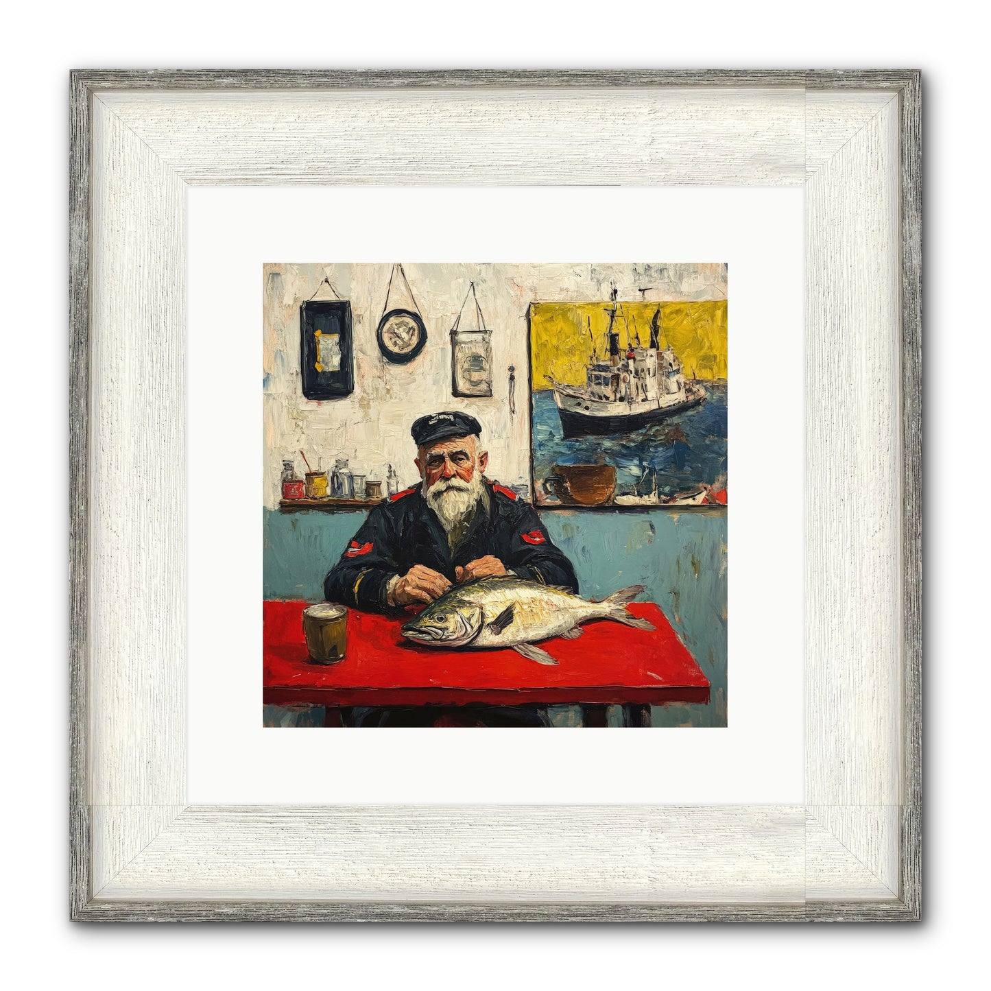 Atlantic Dawn Framed Print - Driftwood White 12x12