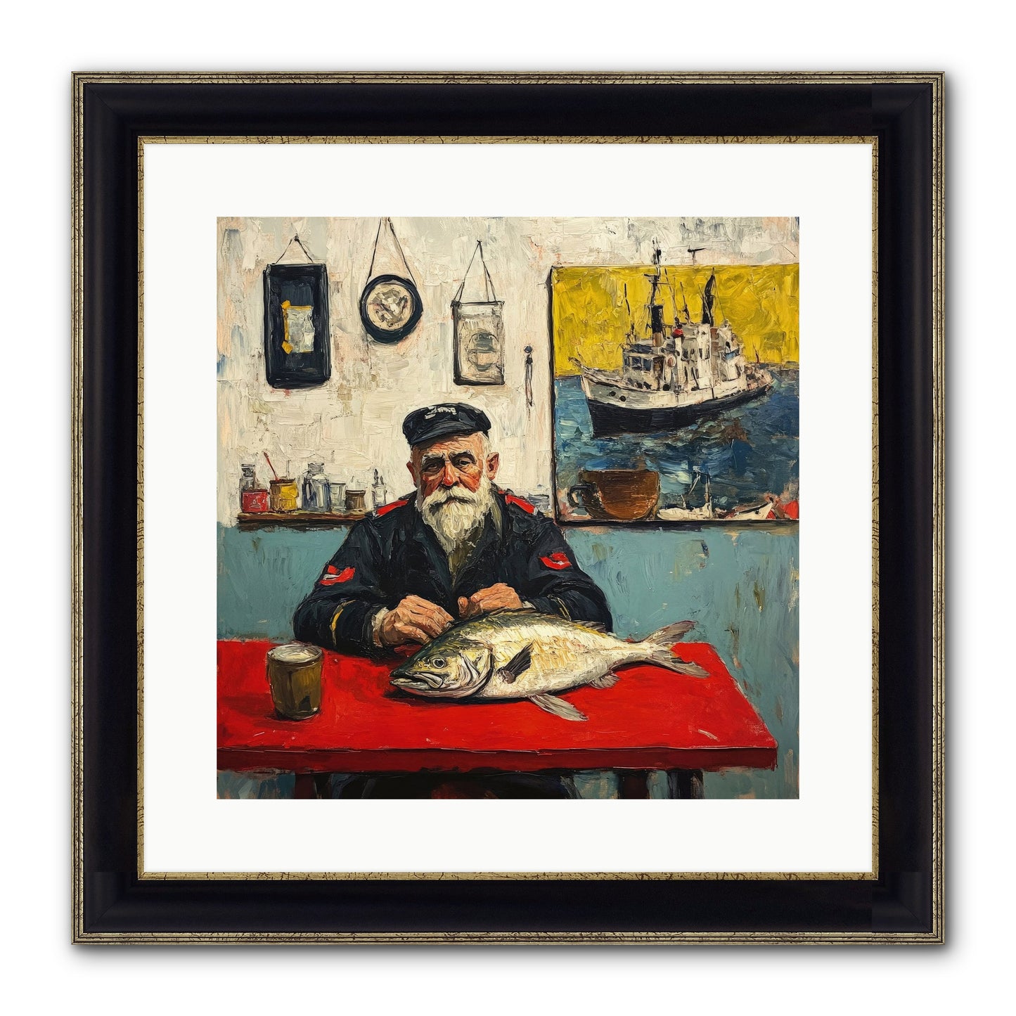 Atlantic Dawn Framed Print - Black & Gold 16x16