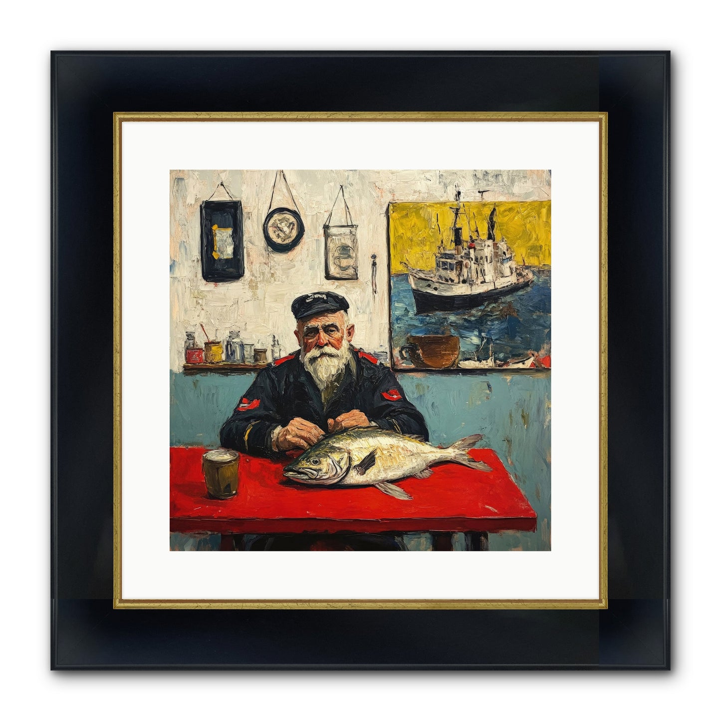 Atlantic Dawn Framed Print - Wide Black w/Gold 16x16