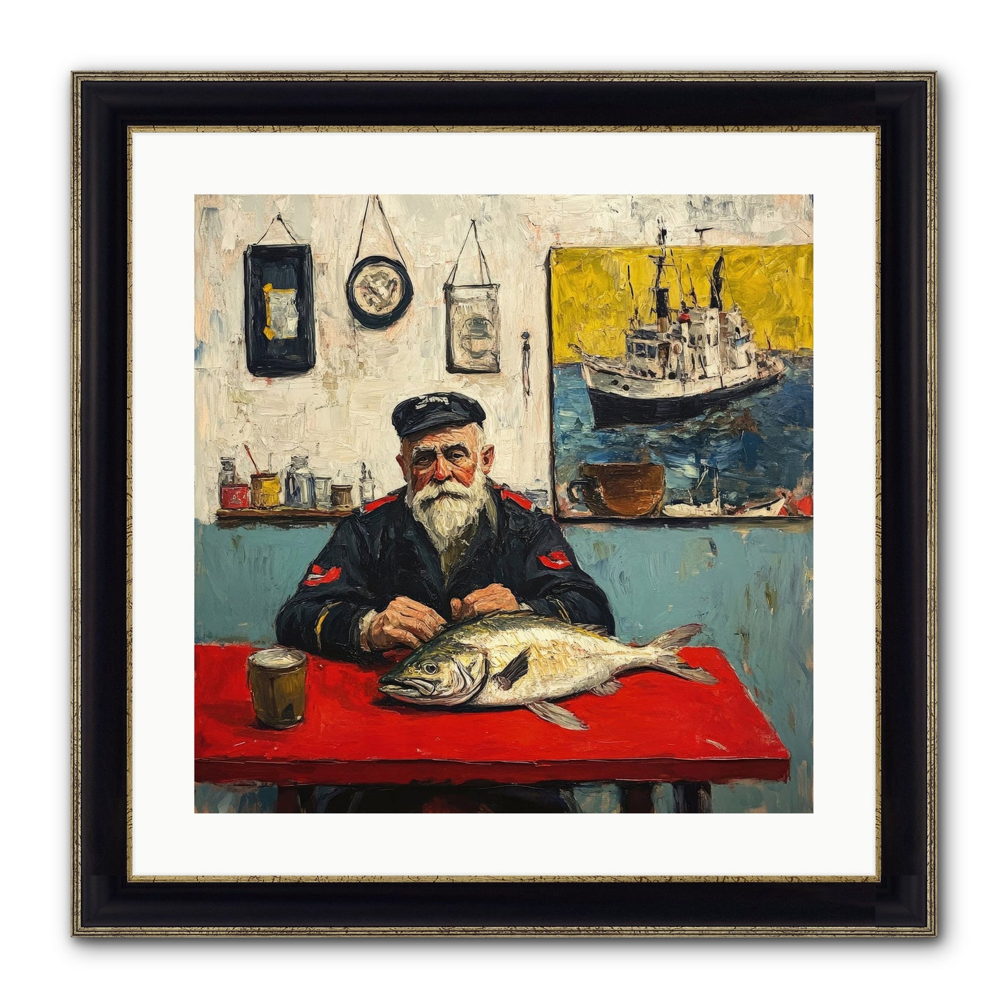 Atlantic Dawn Framed Print - Black & Gold 20x20