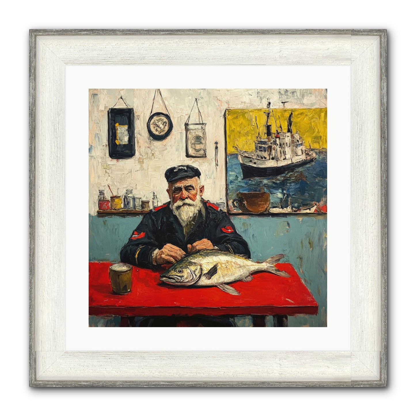 Atlantic Dawn Framed Print - Driftwood White 20x20