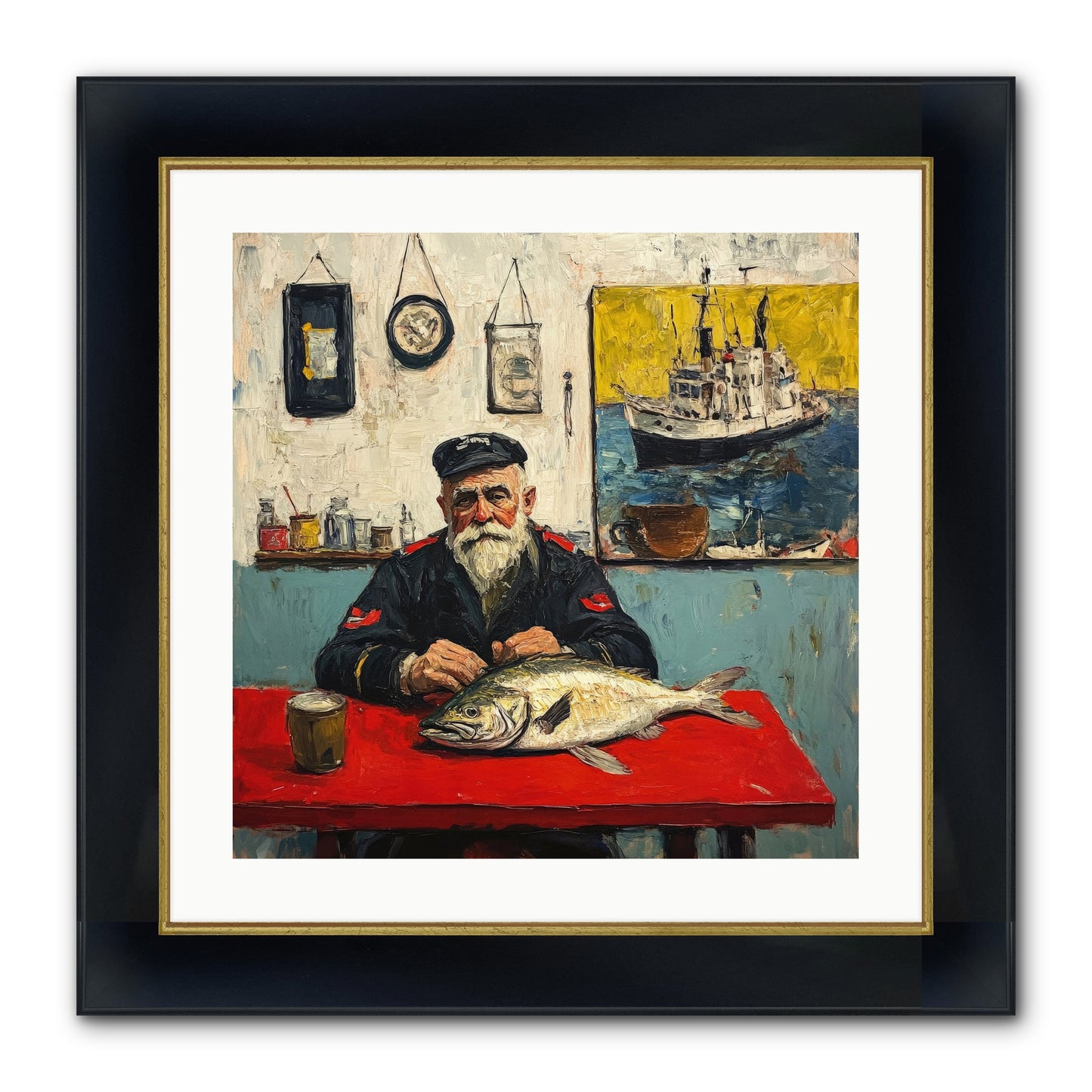 Atlantic Dawn Framed Print - Wide Black w/Gold 20x20