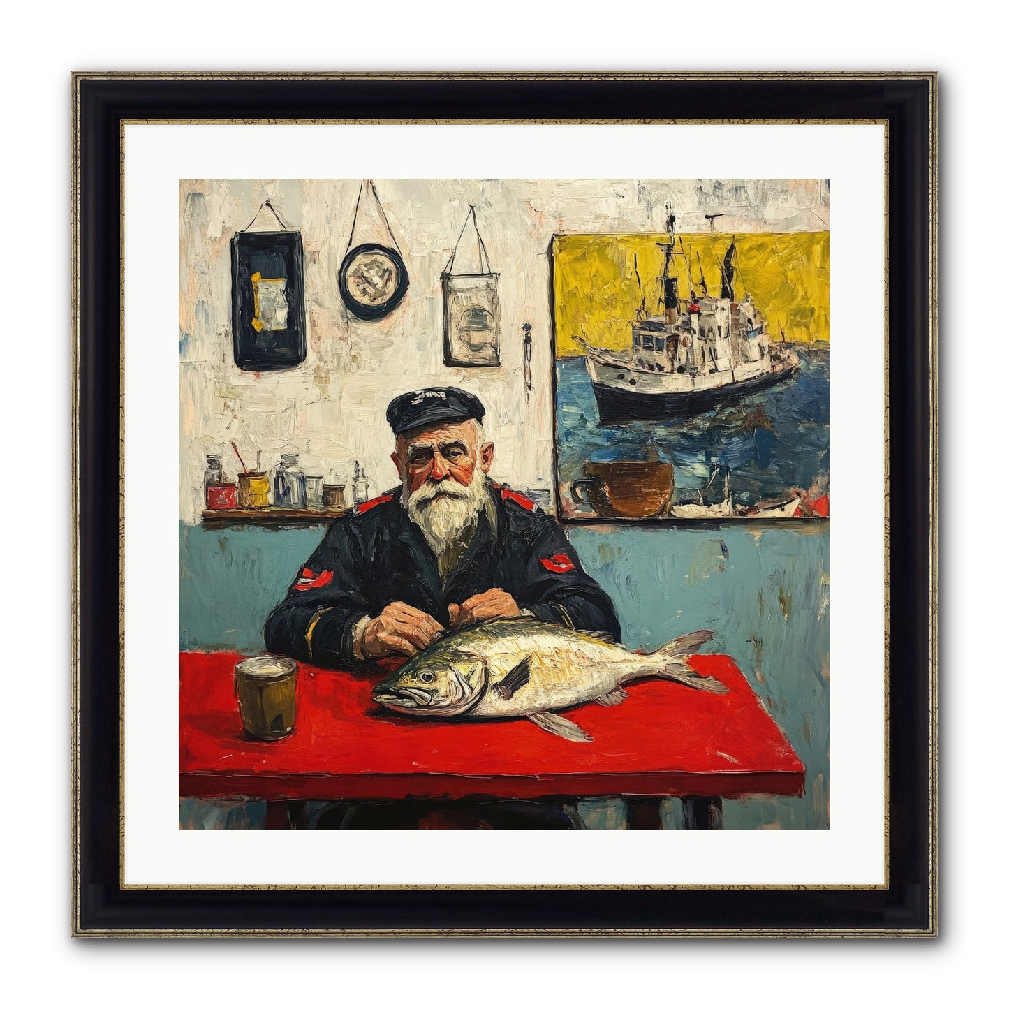 Atlantic Dawn Framed Print - Black & Gold 24x24