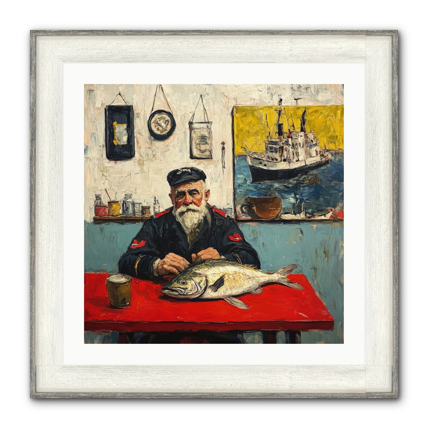 Atlantic Dawn Framed Print - Driftwood White 24x24