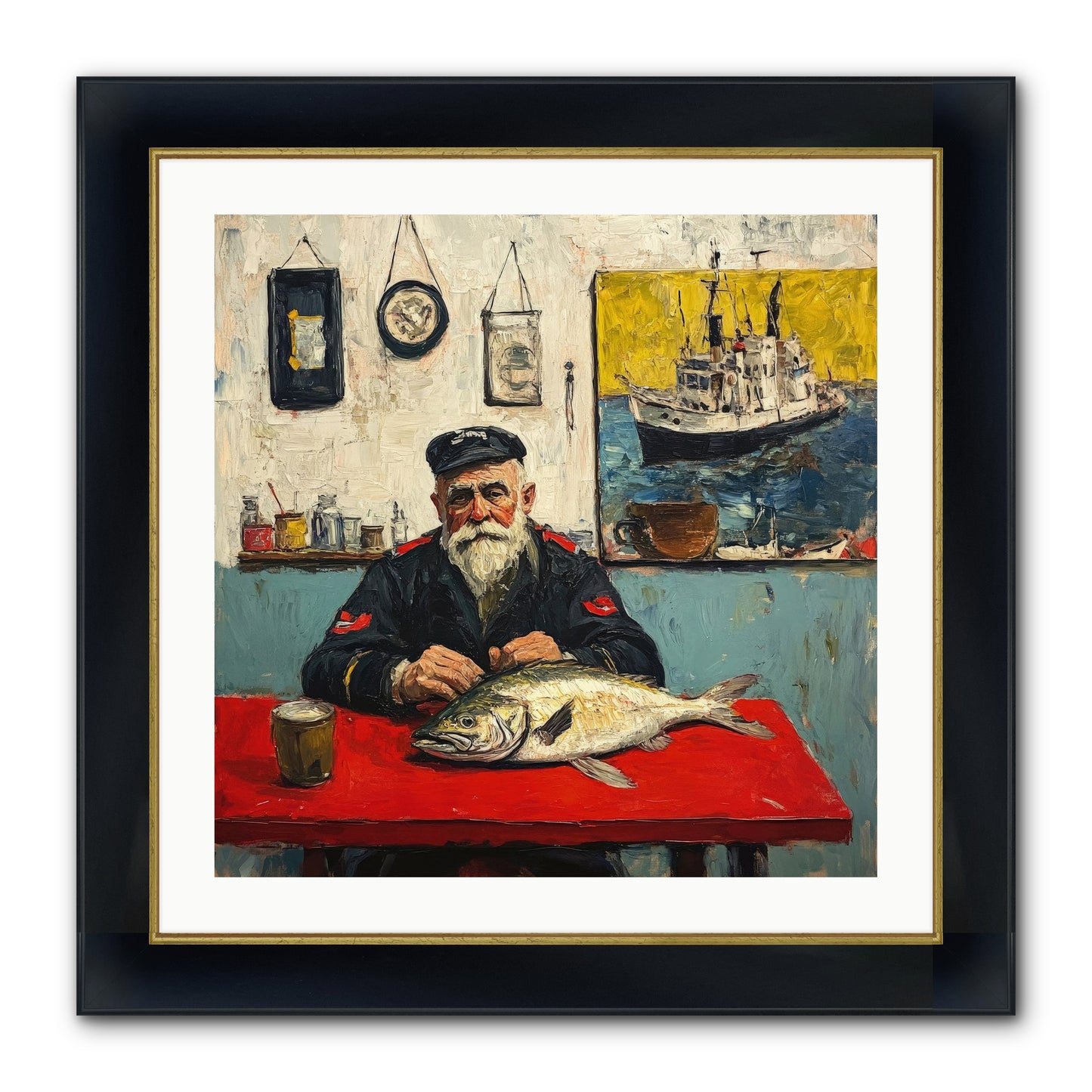 Atlantic Dawn Framed Print - Wide Black w/Gold 24x24