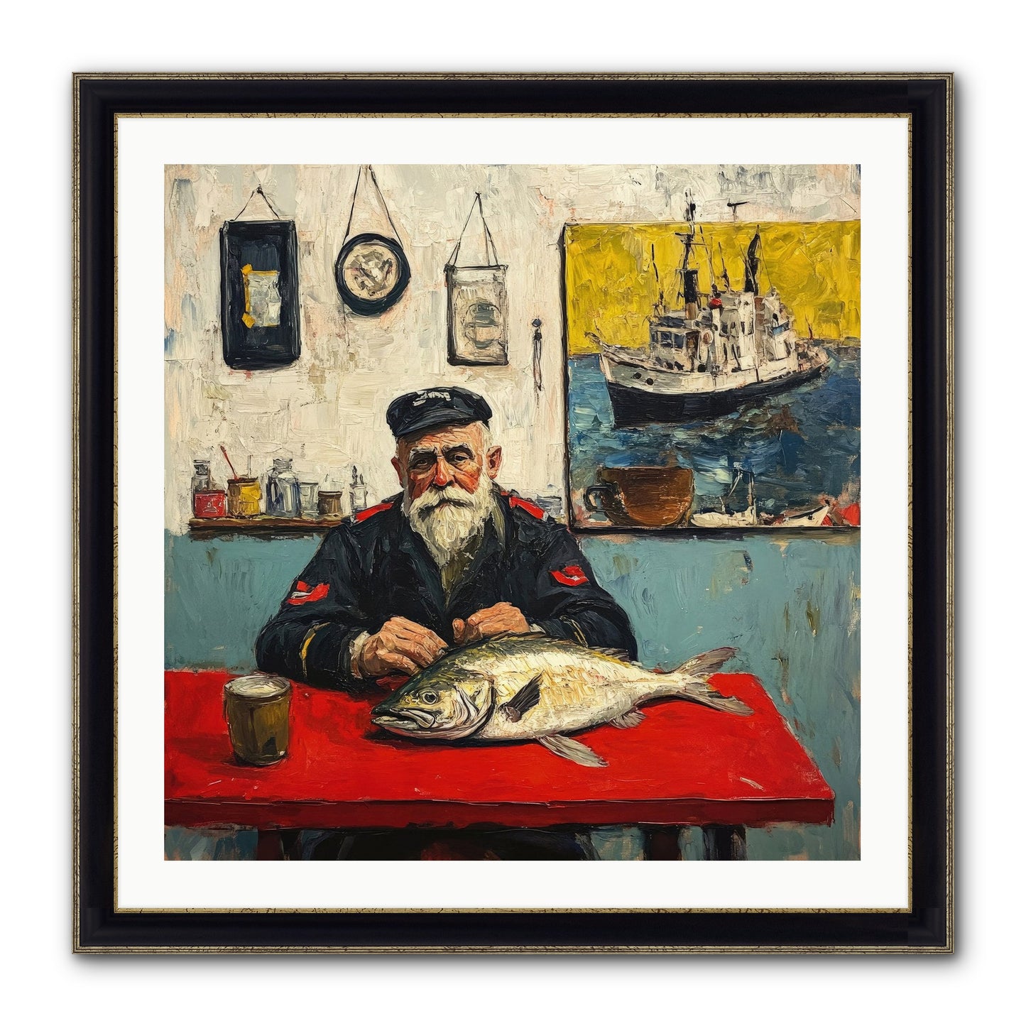 Atlantic Dawn Framed Print - Black & Gold 30x30