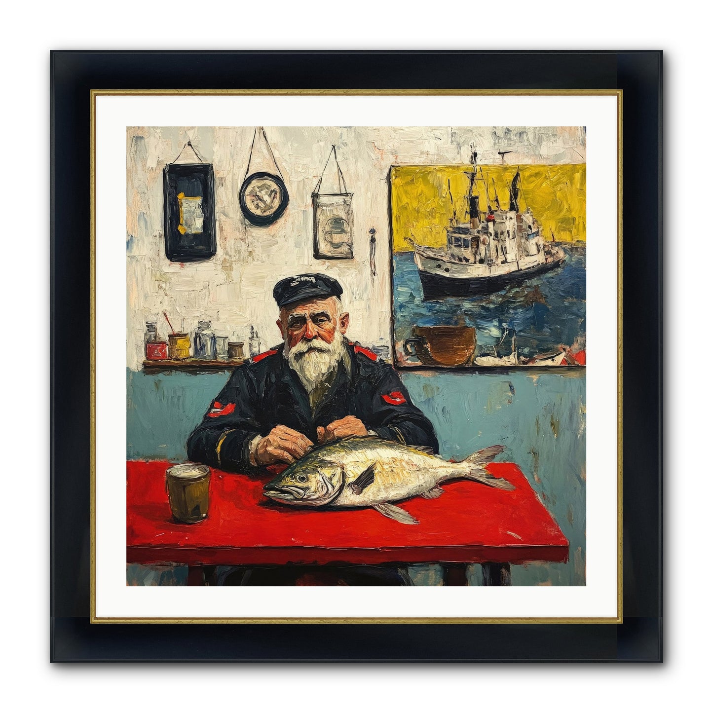 Atlantic Dawn Framed Print - Wide Black w/Gold 30x30