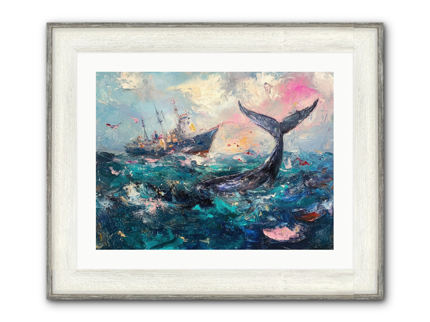 Atlantis Rising Framed Print - Driftwood White 24x18