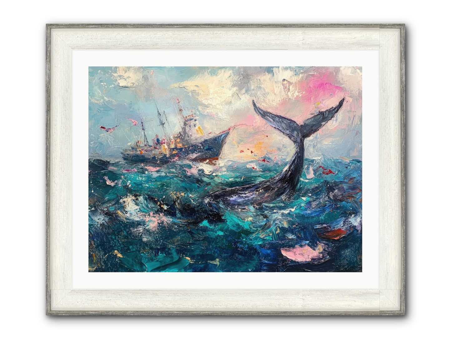 Atlantis Rising Framed Print - Driftwood White 32x24