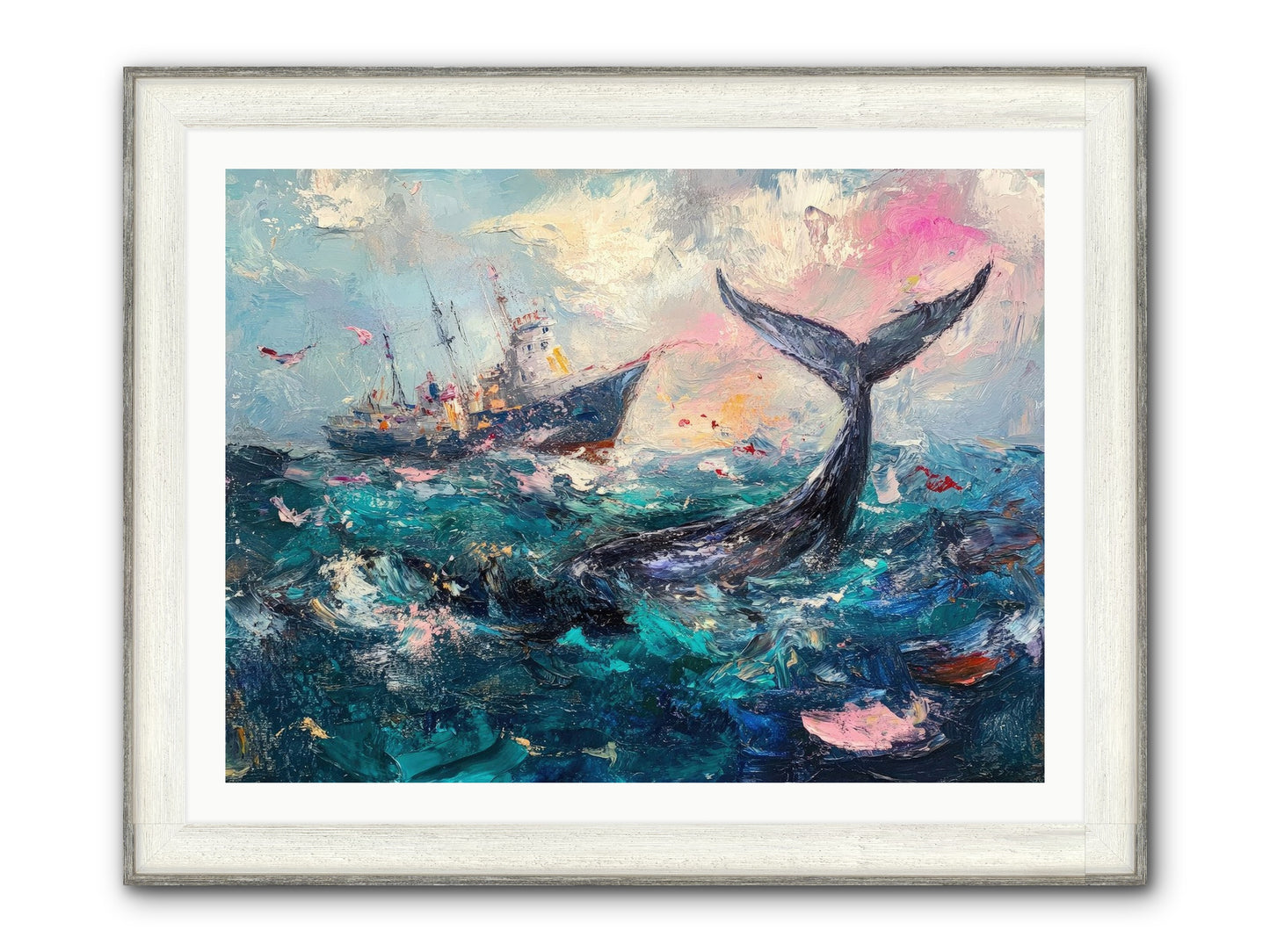 Atlantis Rising Framed Print - Driftwood White 40x30