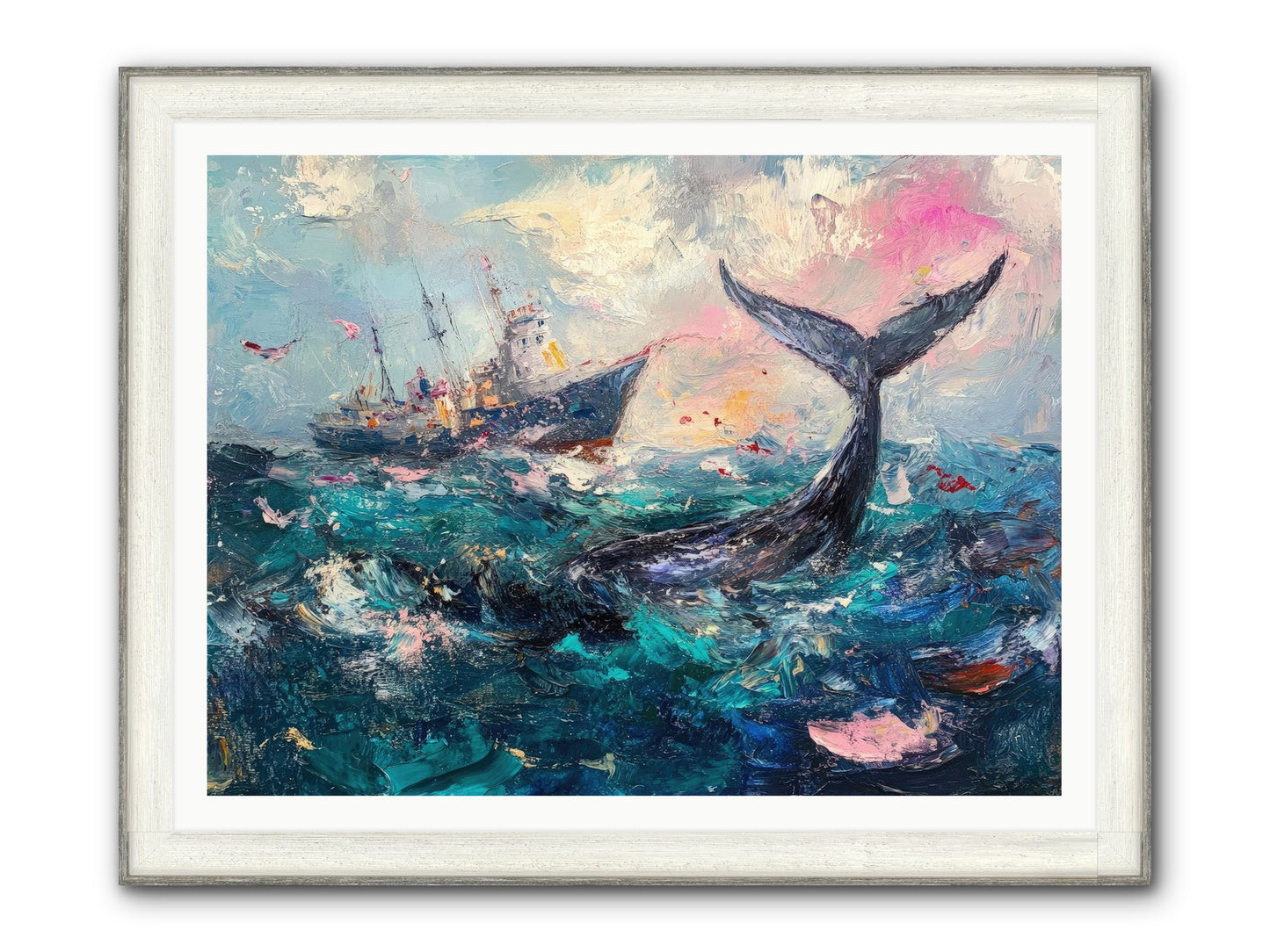 Atlantis Rising Framed Print - Driftwood White 48x36