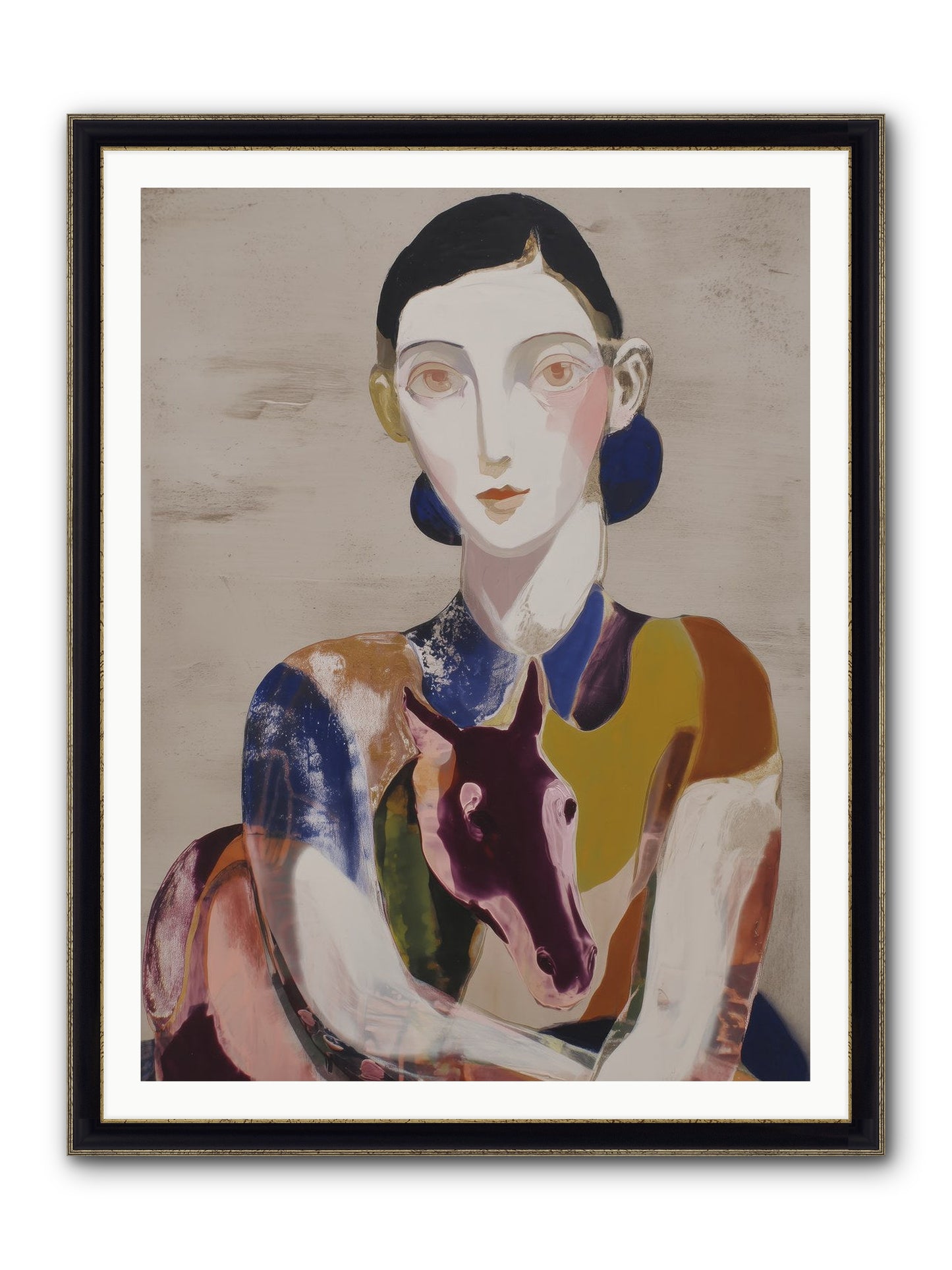 Aurelia’s Gaze Framed Print - Black & Gold 36x48