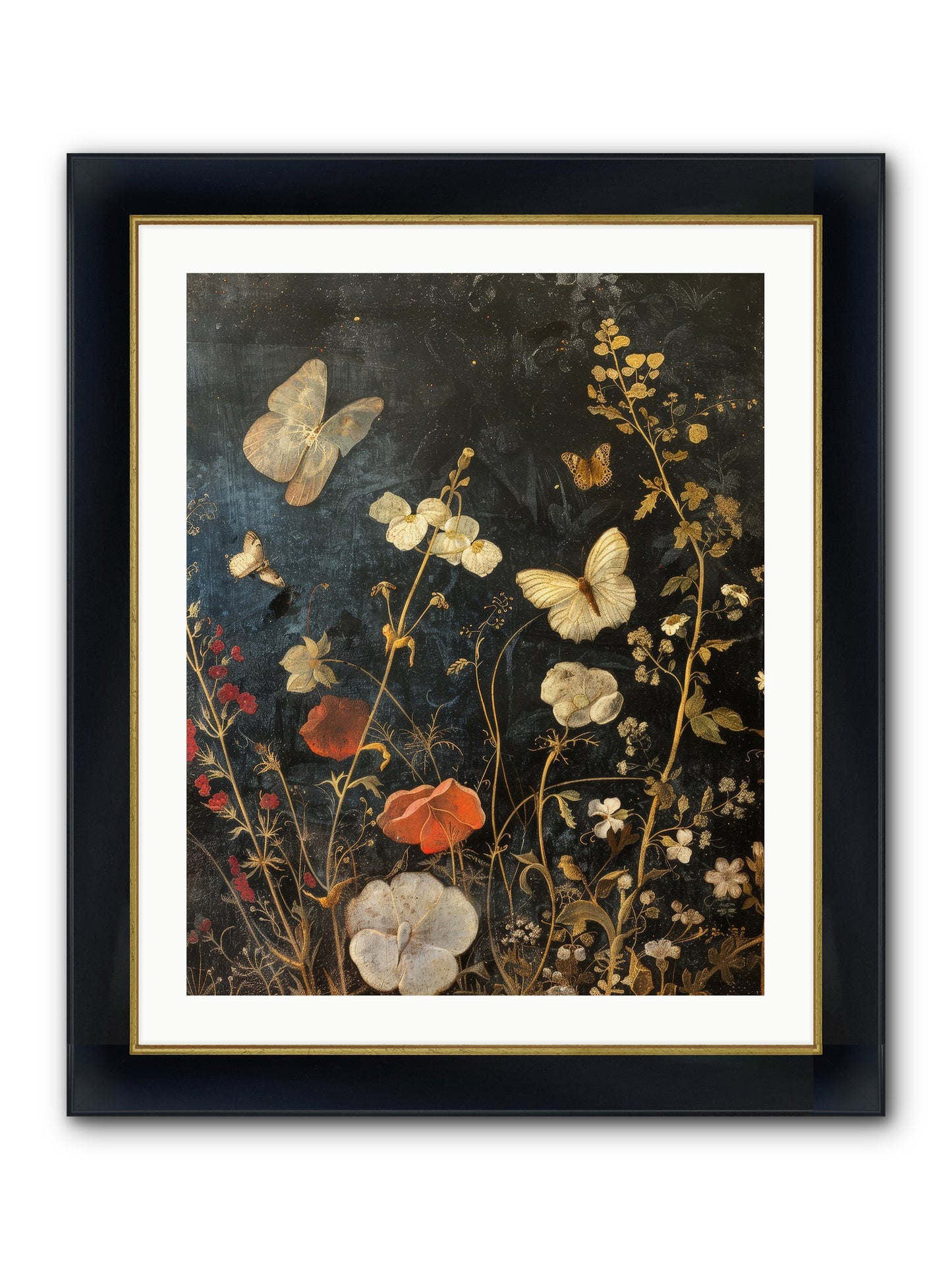Austen's Garden Framed Print - Wide Black w/Gold 24x30