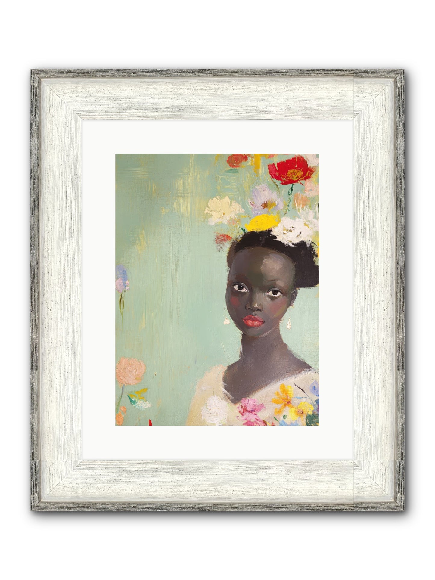 Azalea Finch Framed Print - Driftwood White 12x16