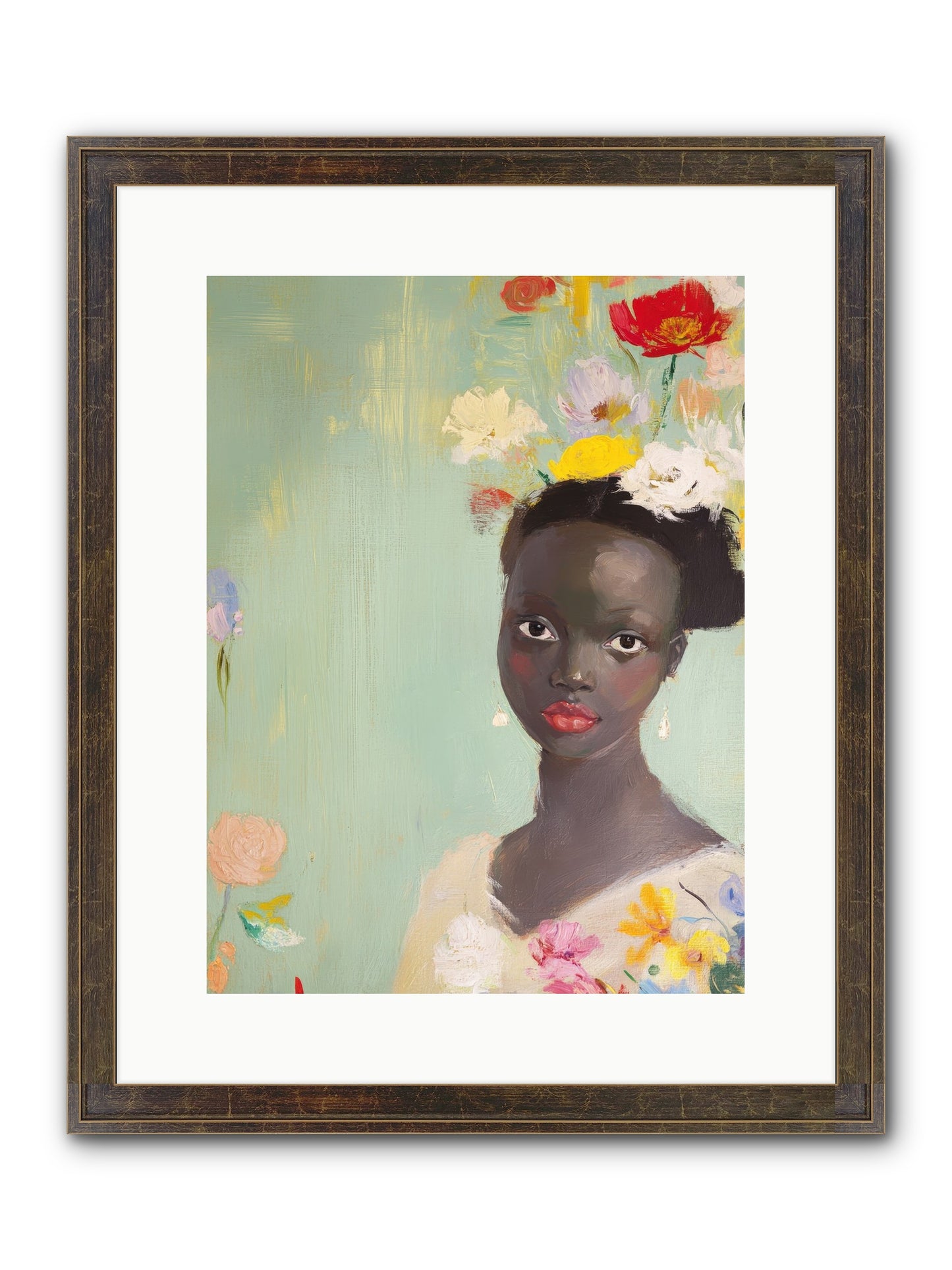 Azalea Finch Framed Print - Slimwoods Black/Gold 12x16