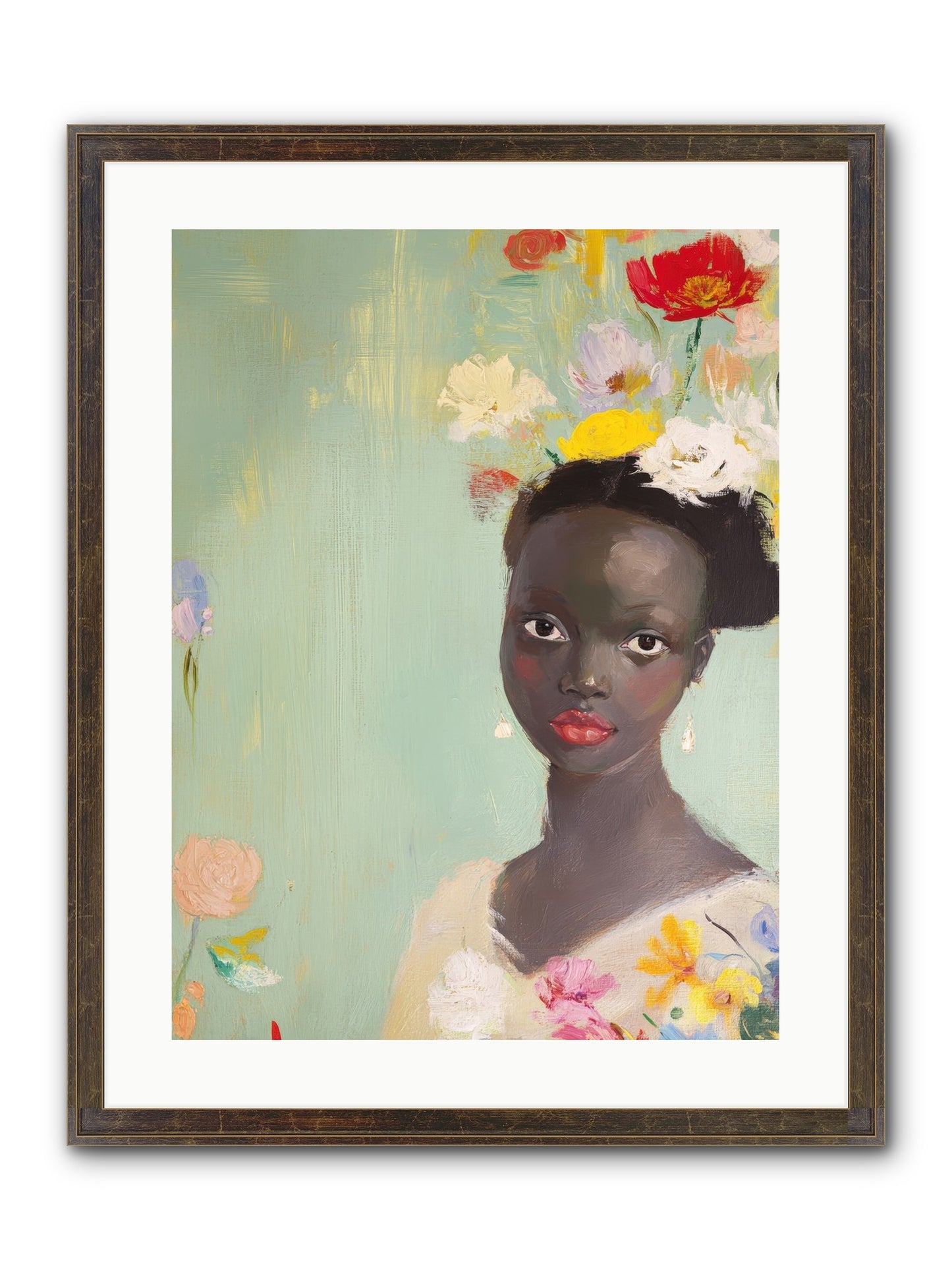 Azalea Finch Framed Print - Slimwoods Black/Gold 18x24