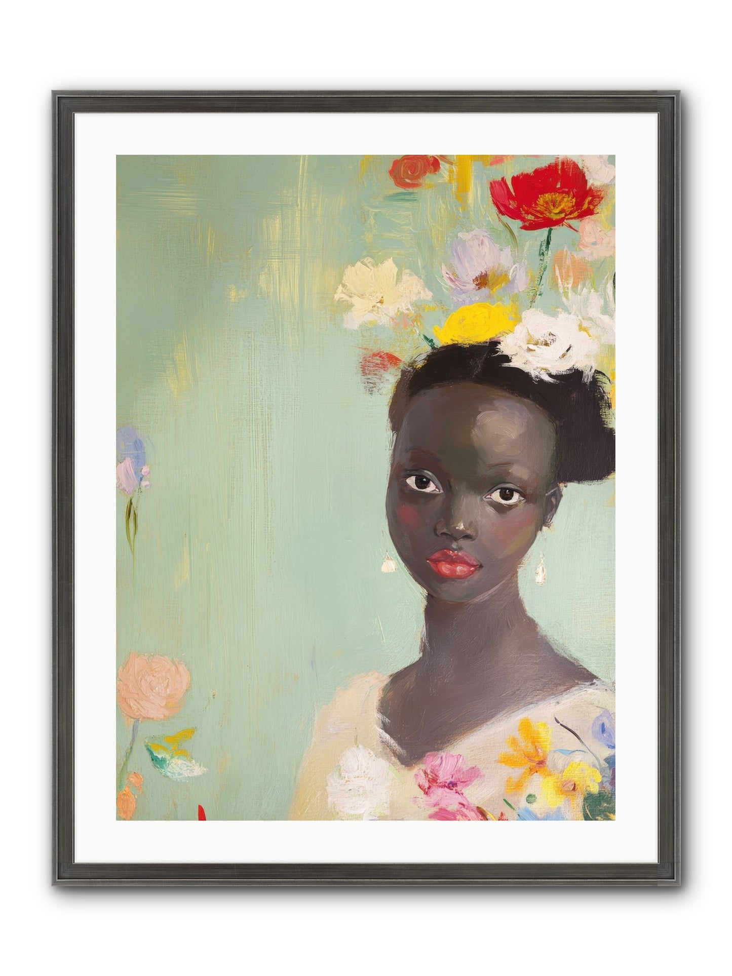 Azalea Finch Framed Print - Slimwoods Black/Silver 24x32