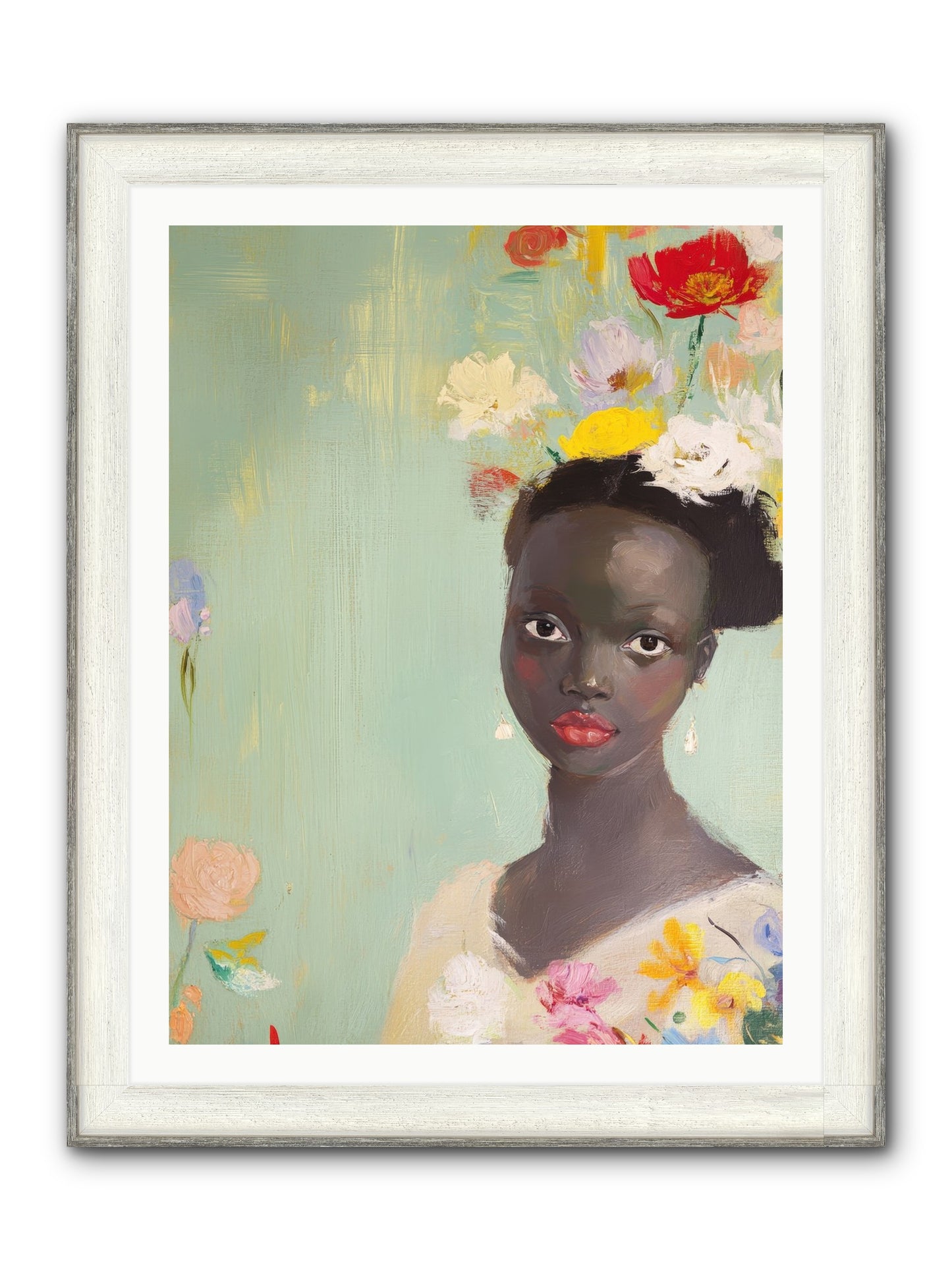 Azalea Finch Framed Print - Driftwood White 30x40