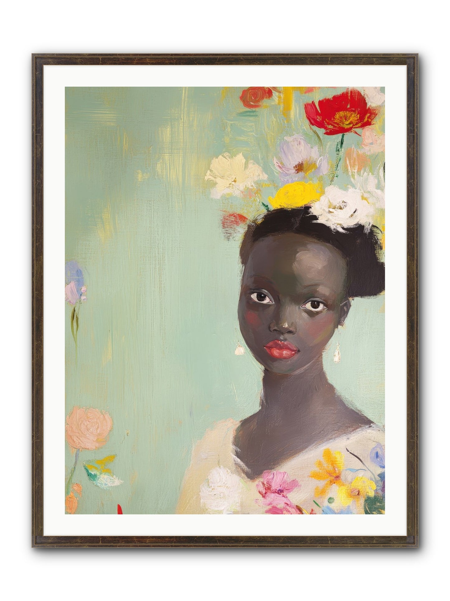 Azalea Finch Framed Print - Slimwoods Black/Gold 30x40