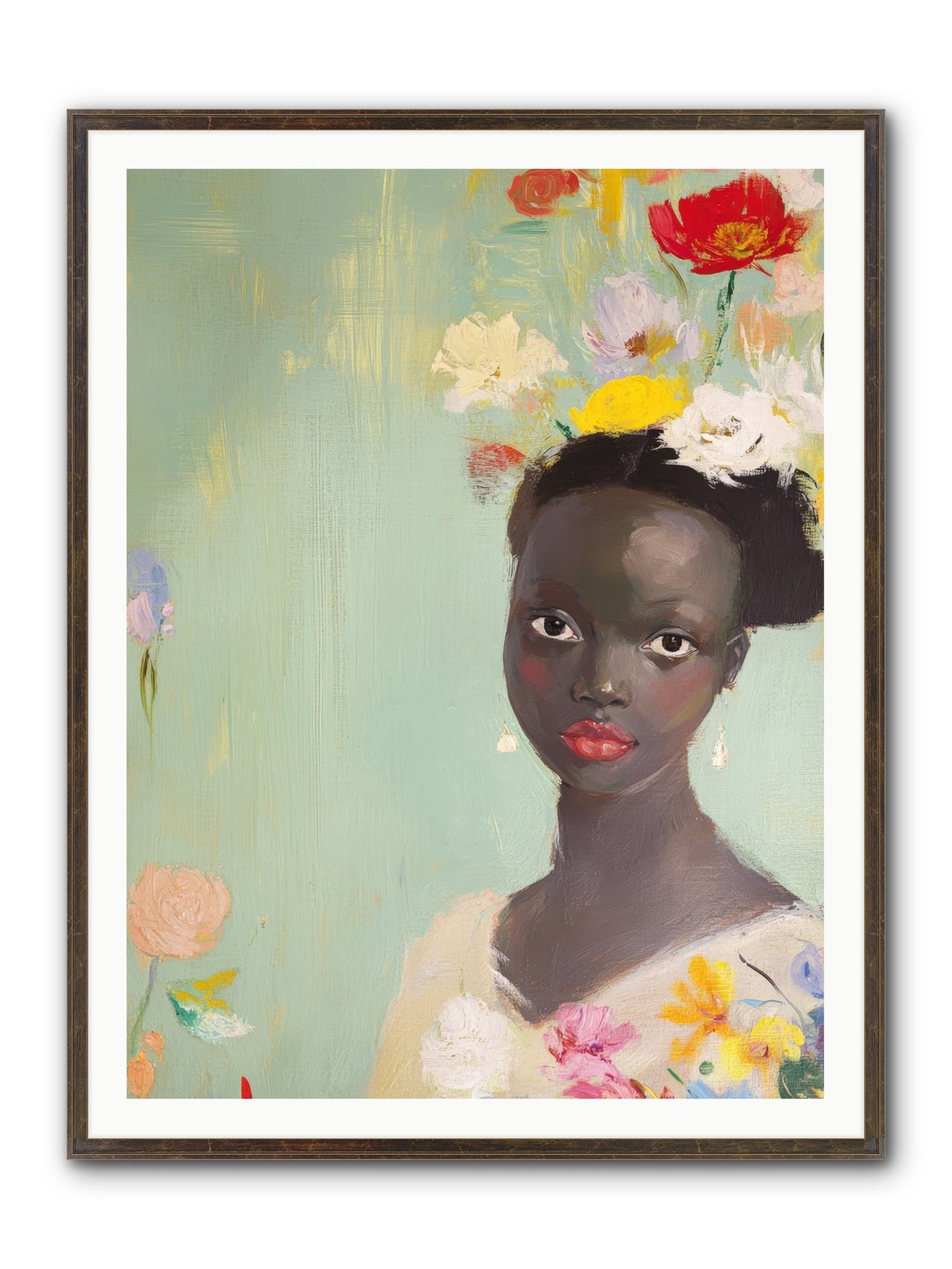 Azalea Finch Framed Print - Slimwoods Black/Gold 36x48