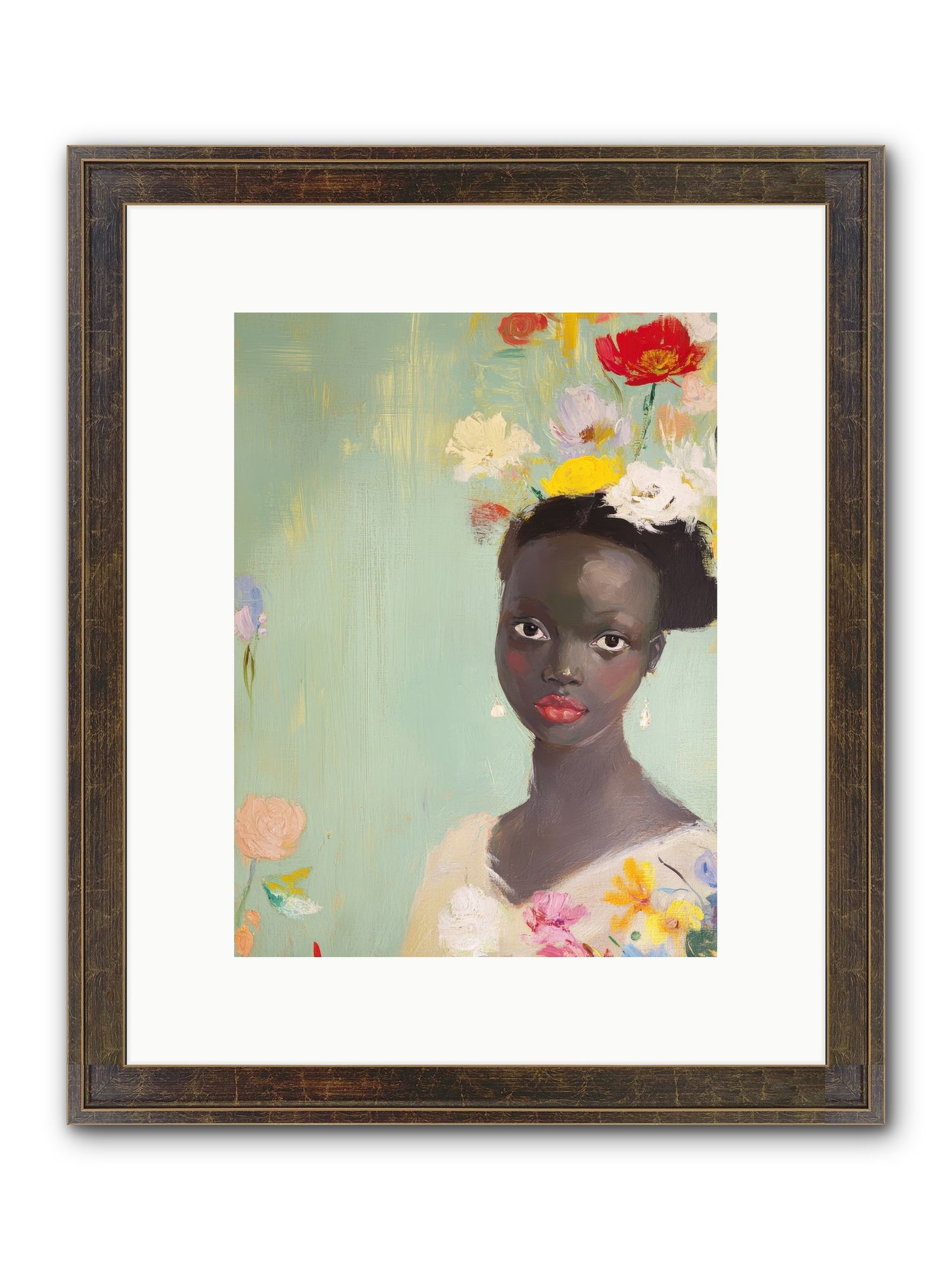 Azalea Finch Framed Print - Slimwoods Black/Gold 9x12