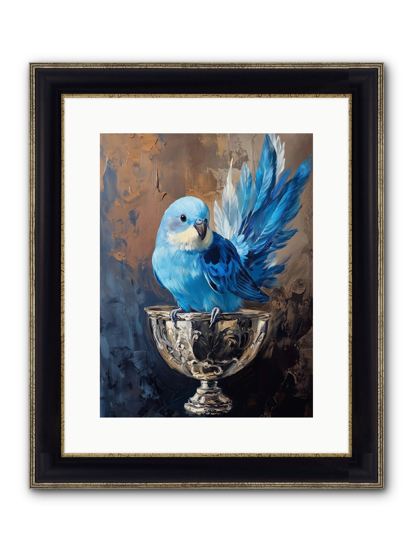 Azure Serenade Framed Print - Black & Gold 12x16