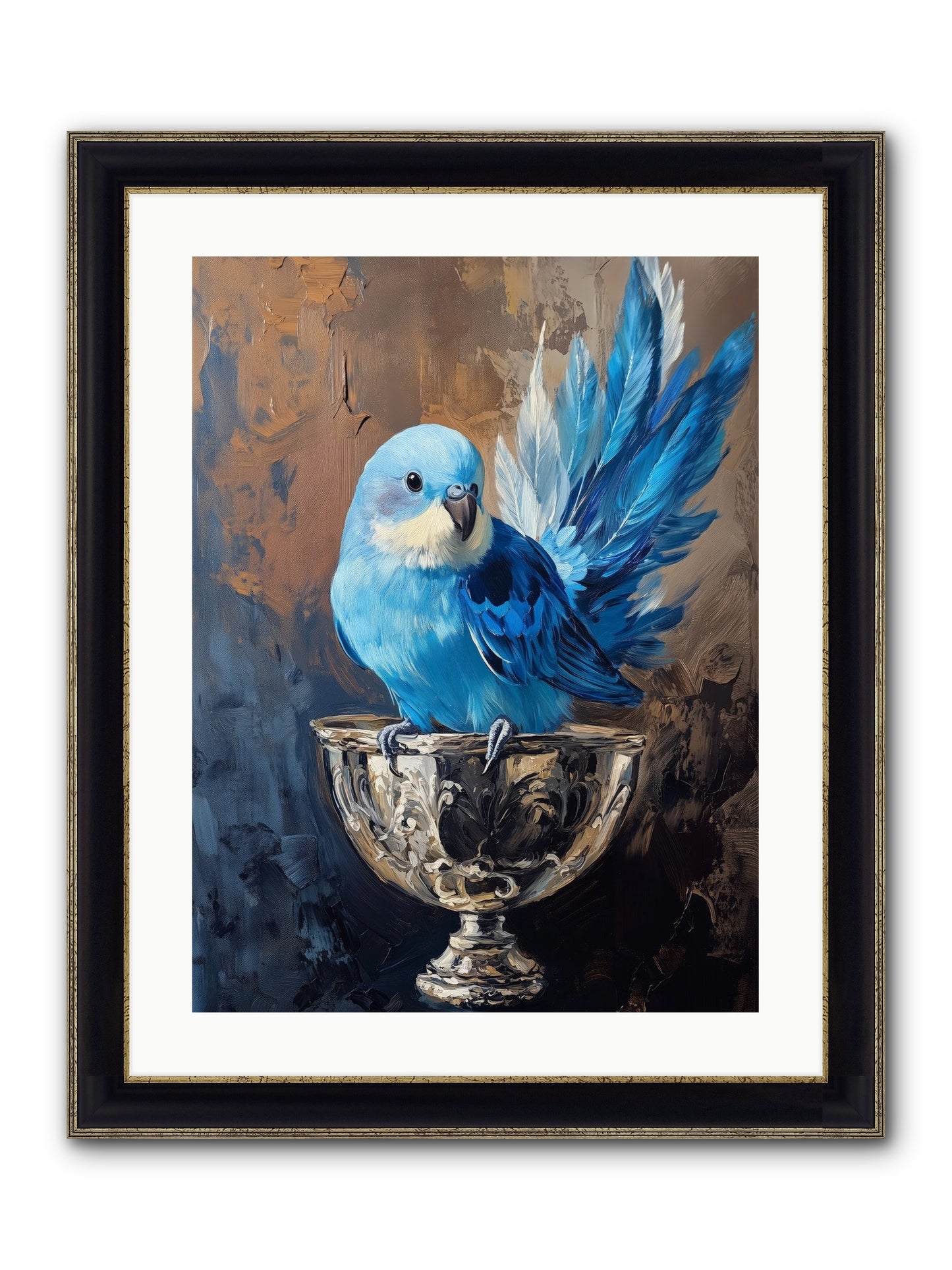 Azure Serenade Framed Print - Black & Gold 18x24
